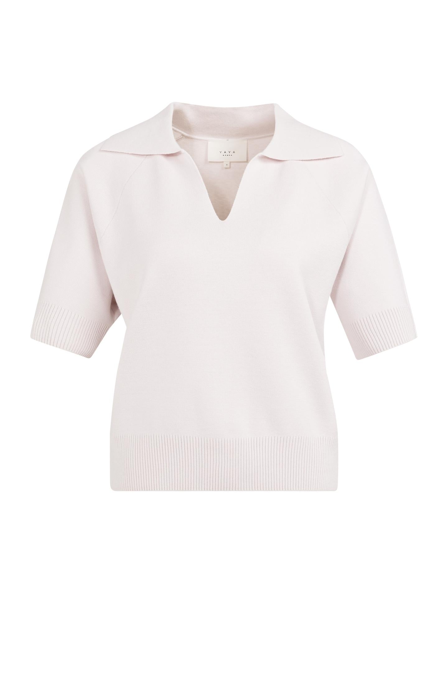 Knitted sweater with collar and short sleeves - Type: product