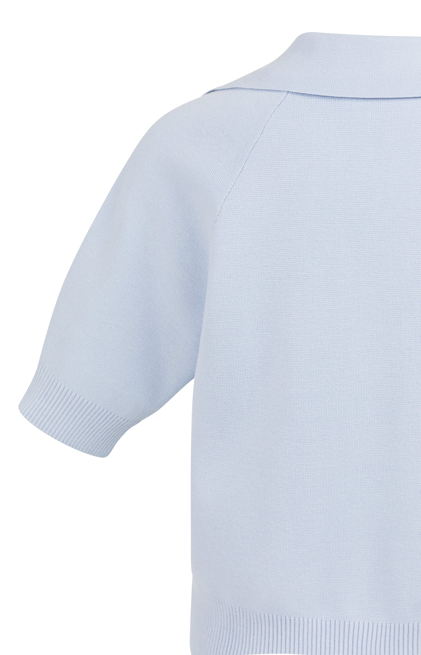 Knitted sweater with collar and short sleeves