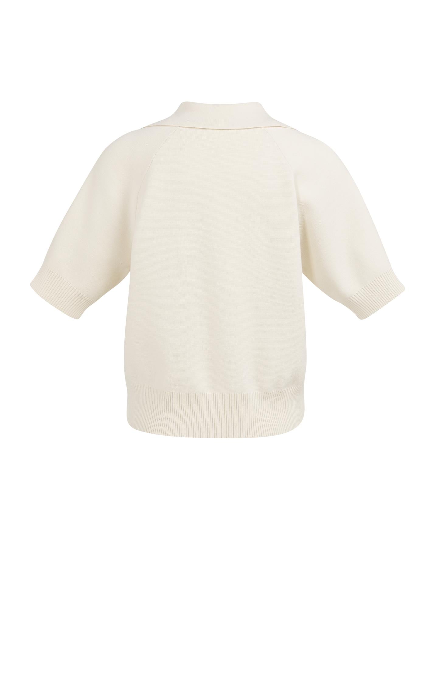 Knitted sweater with collar and short sleeves