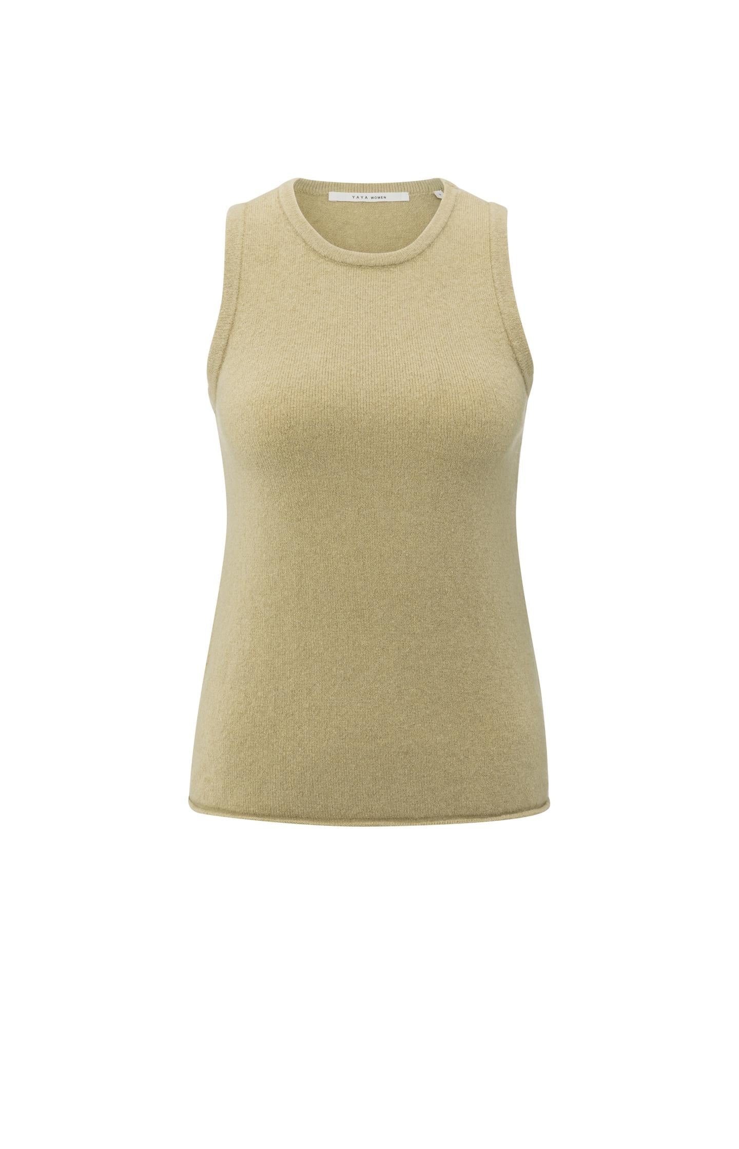 Knitted sweater with deep V-neck and layered top