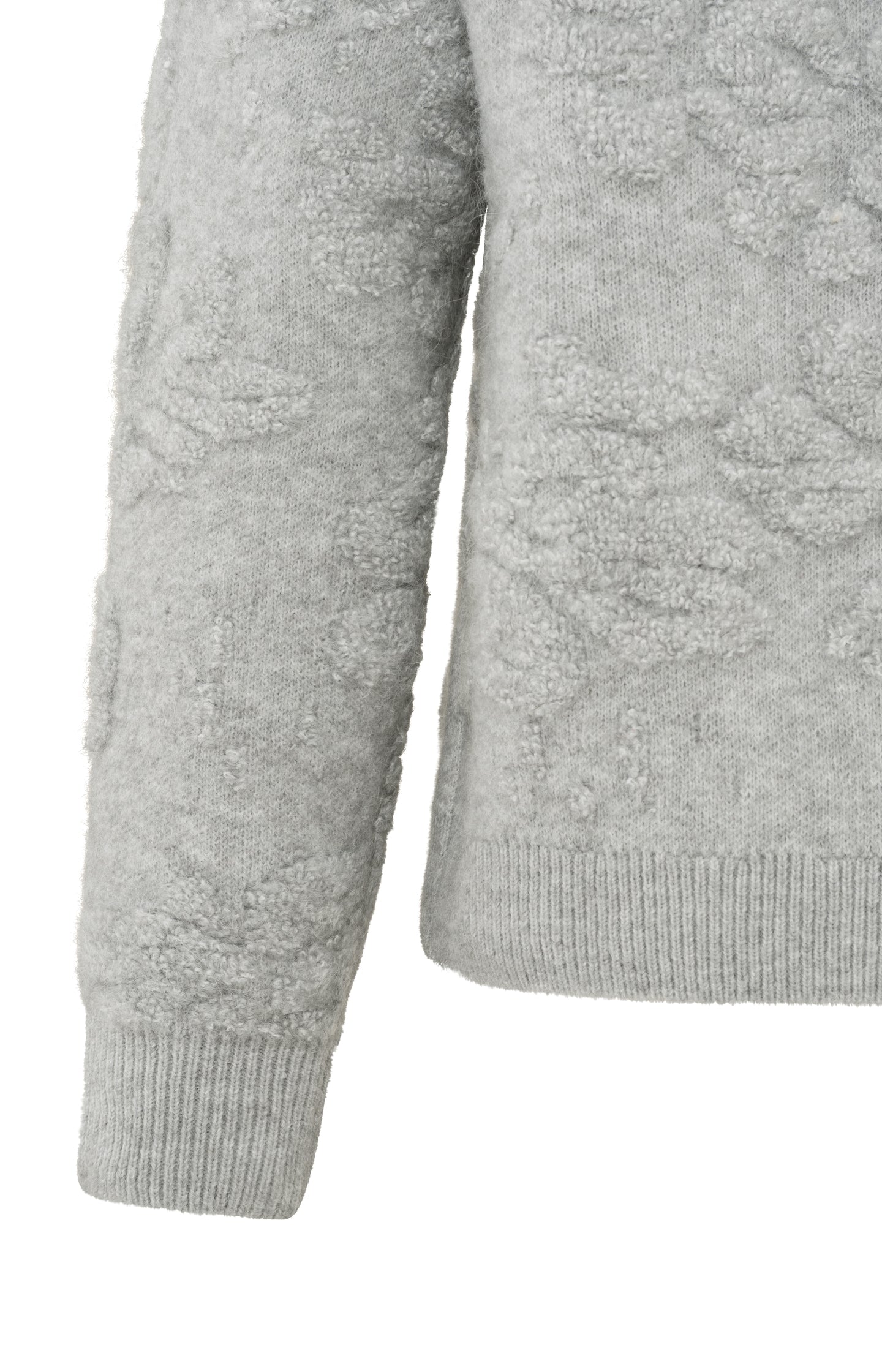 Knitted sweater with floral jacquard and round neck