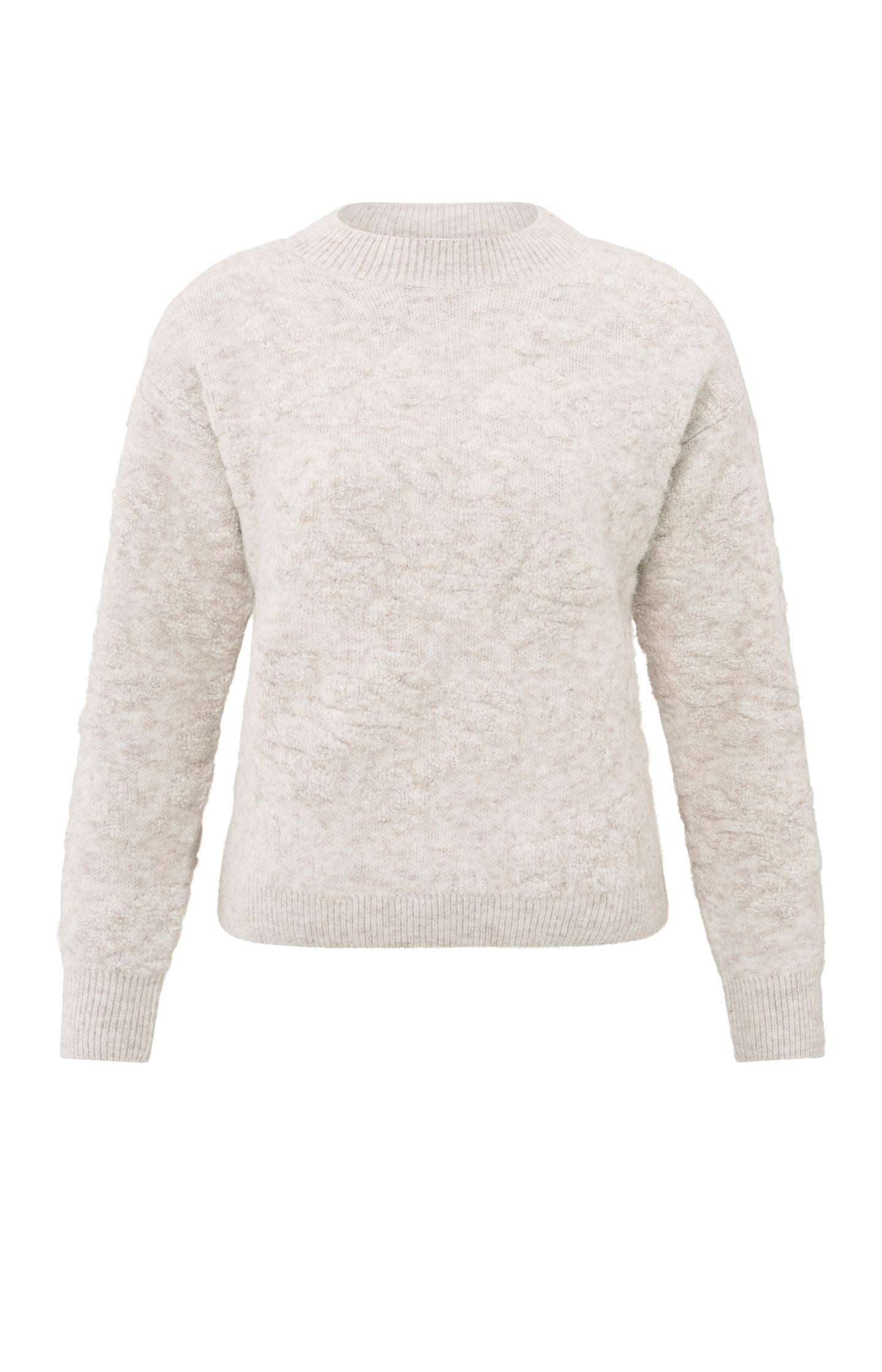 Knitted sweater with floral jacquard and round neck - Type: product