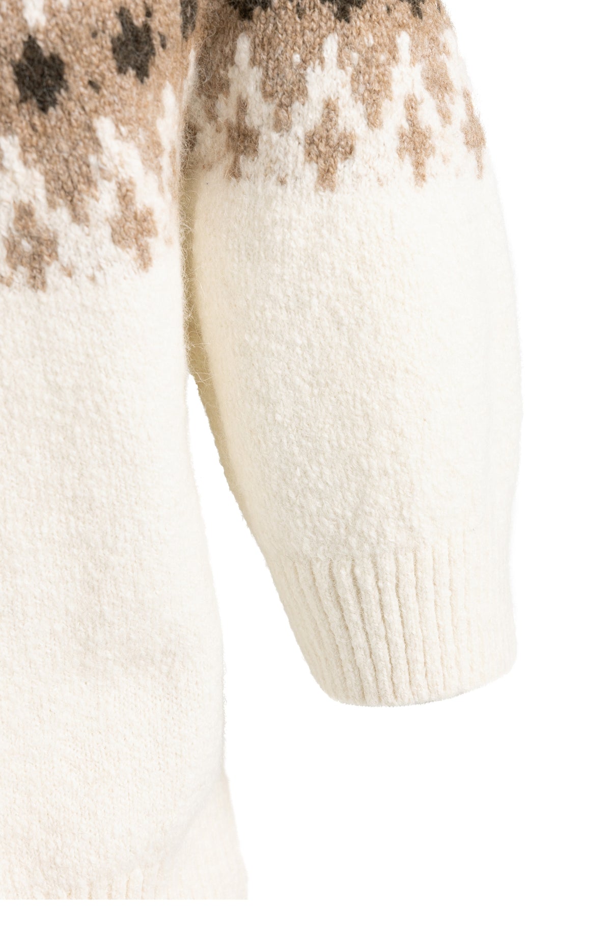 Knitted sweater with Nordic jacquard pattern - Dark Beige Melange