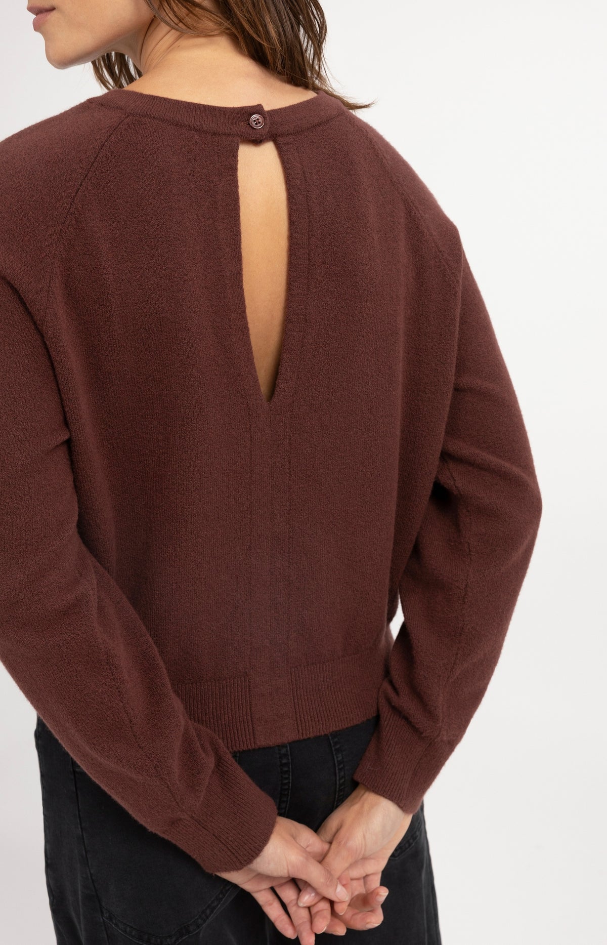 Knitted sweater with open back detail - Bitter Chocolate Red