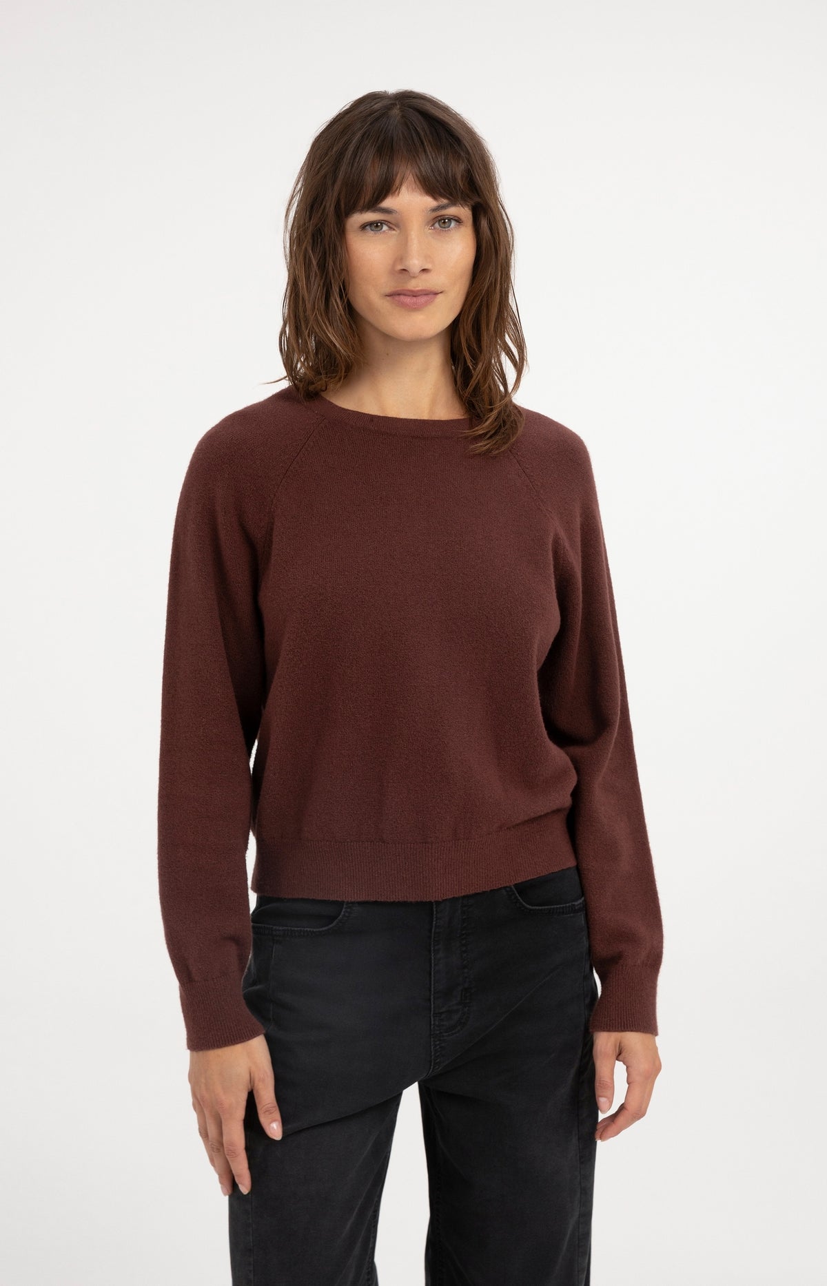 Knitted sweater with open back detail - Bitter Chocolate Red