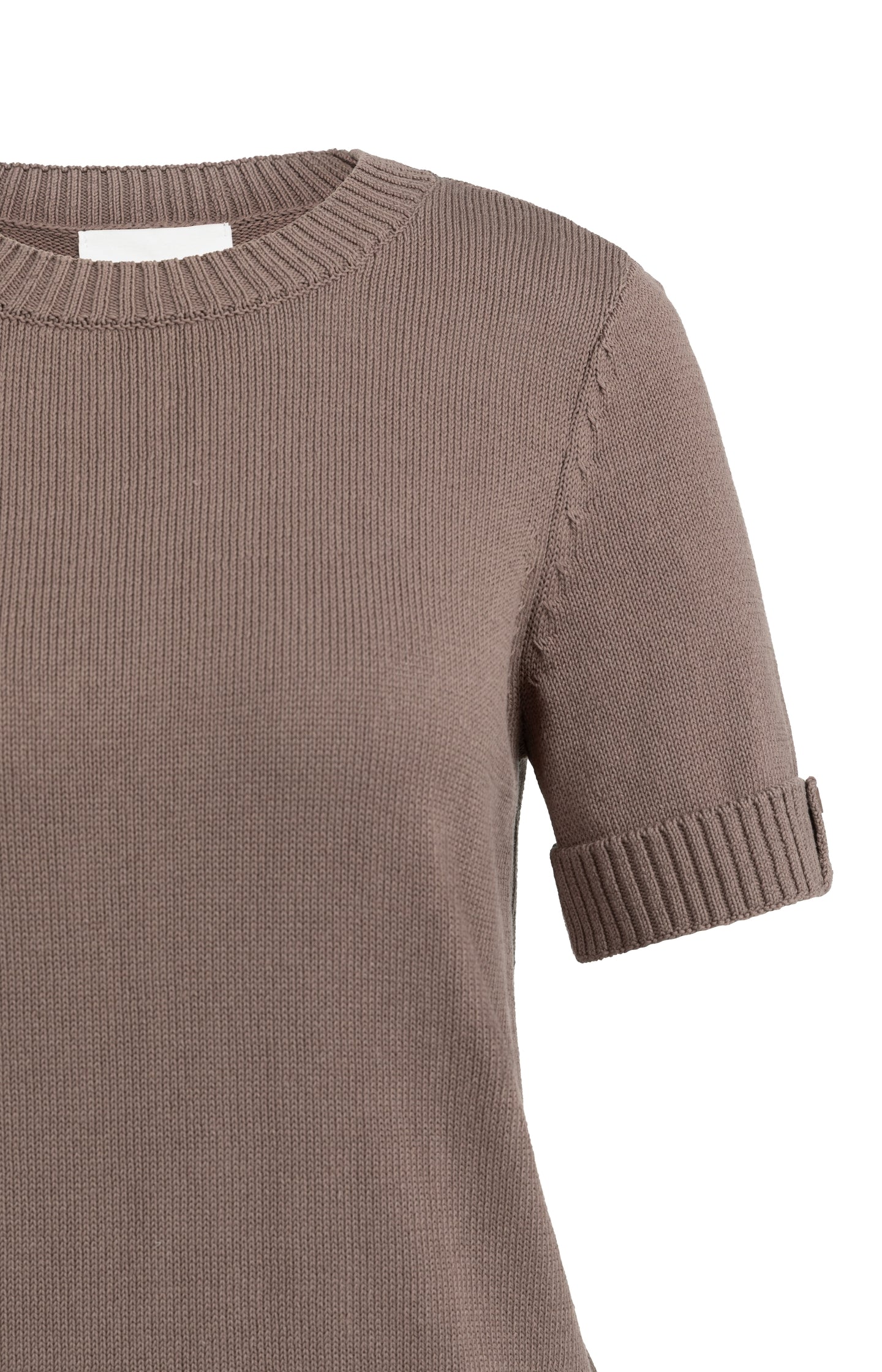 Knitted sweater with rolled-up short sleeves - Type: lookbook