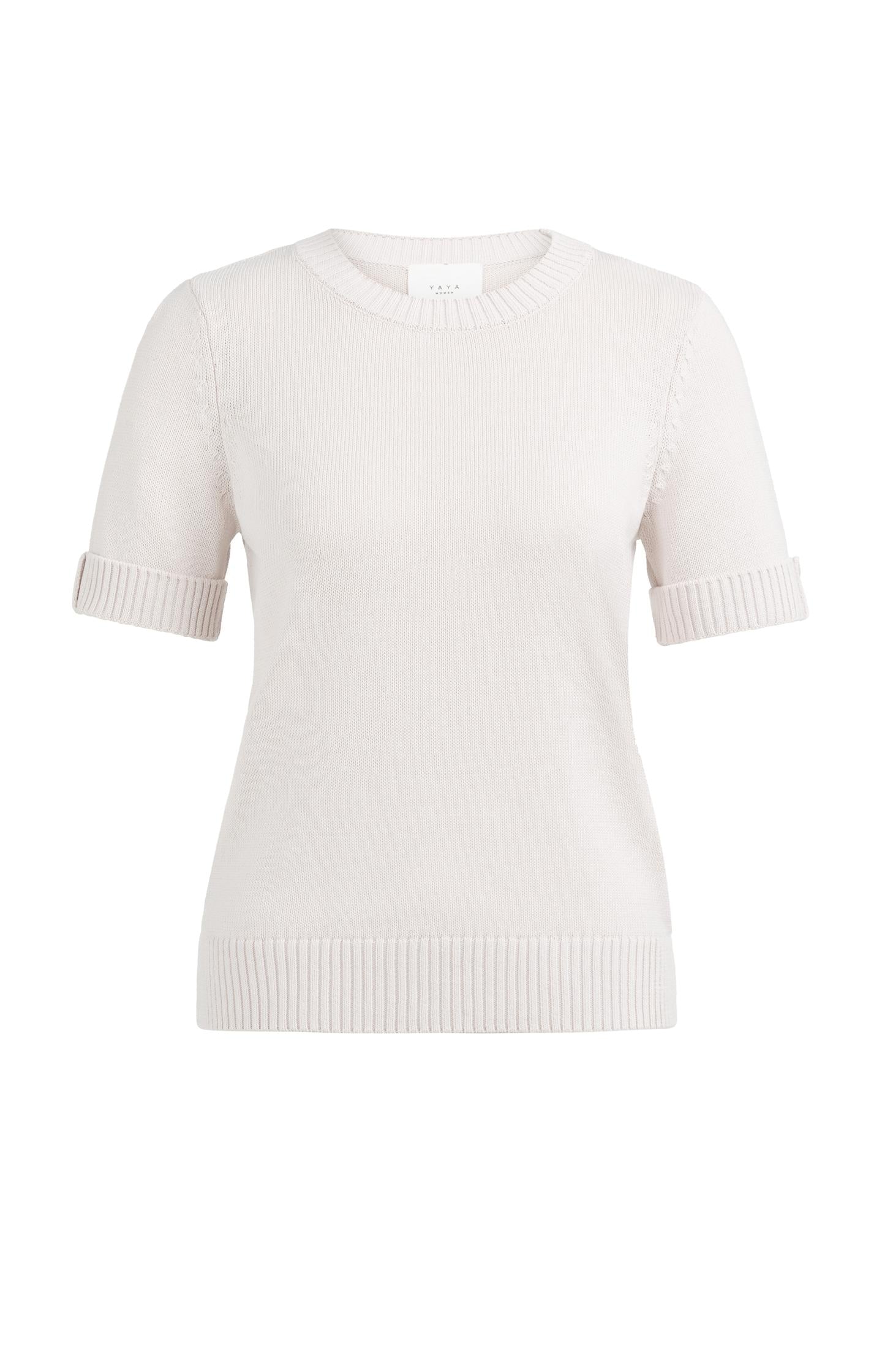 Knitted sweater with rolled-up short sleeves - Type: product