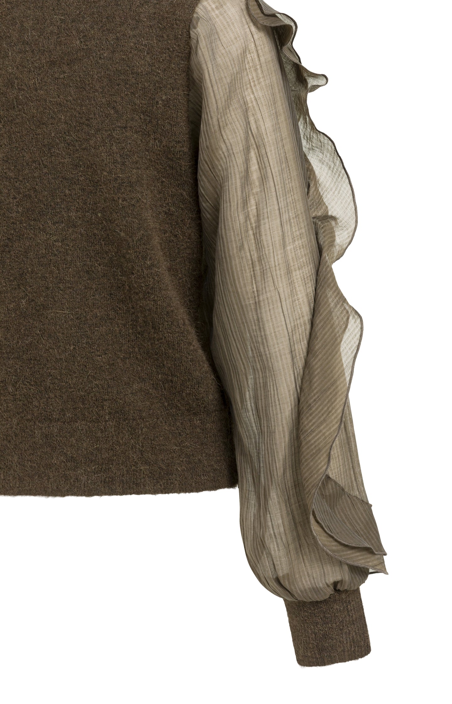 Knitted sweater with ruffle sleeves