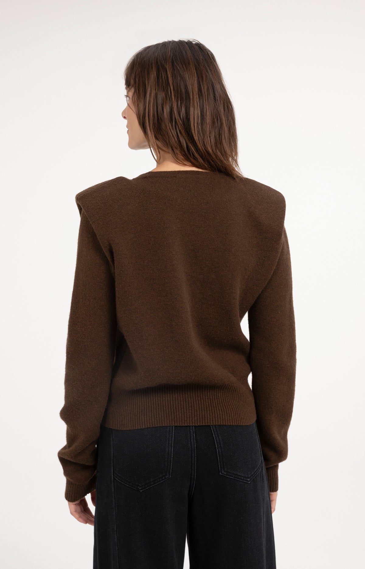 Pull en maille avec épaulettes et fermetures éclairs - Cocoa Brown Melange
