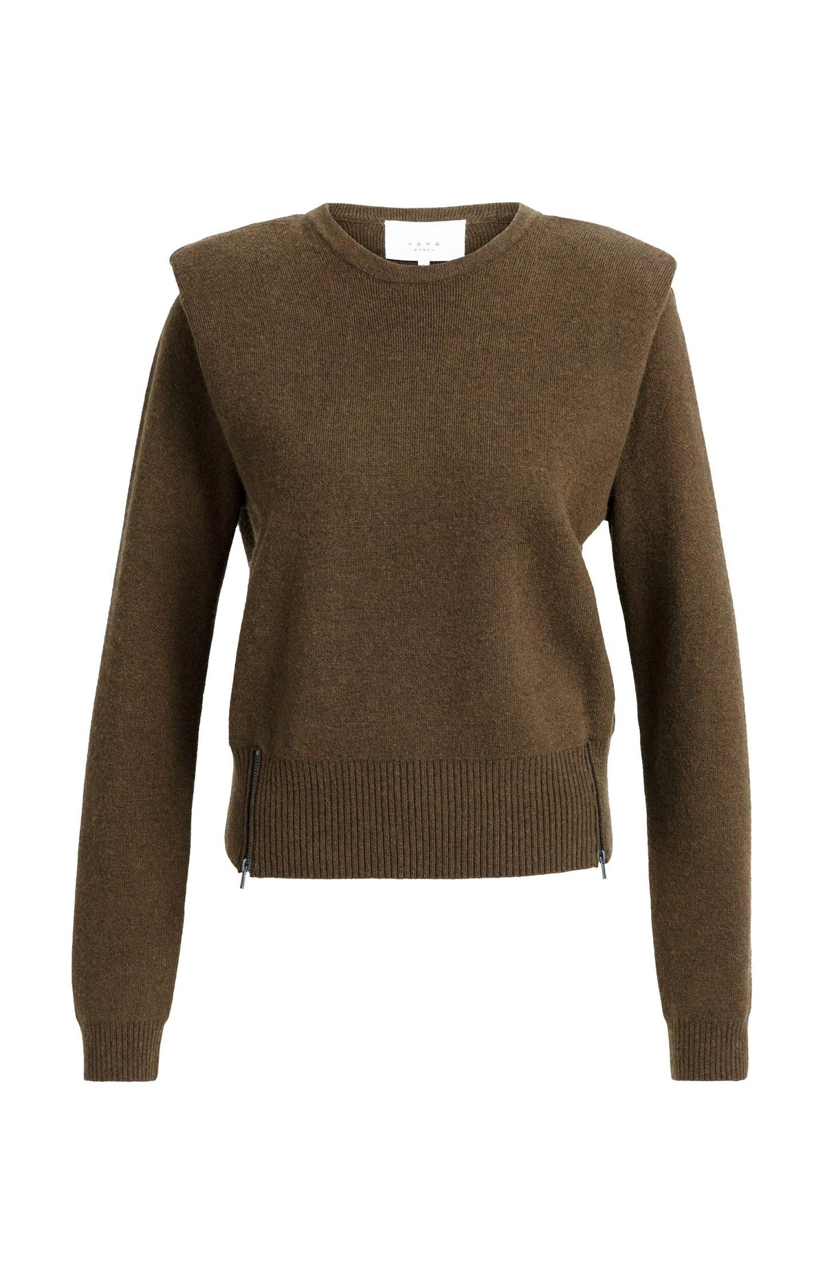 Knitted sweater with shoulder detail and side zips - Type: product