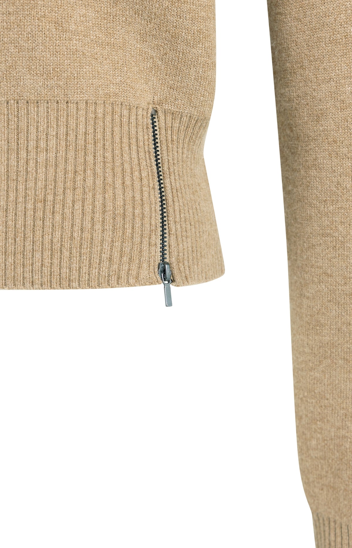 Strickpullover mit Schulterdetail und Reißverschlüssen - Cornstalk Brown Melange