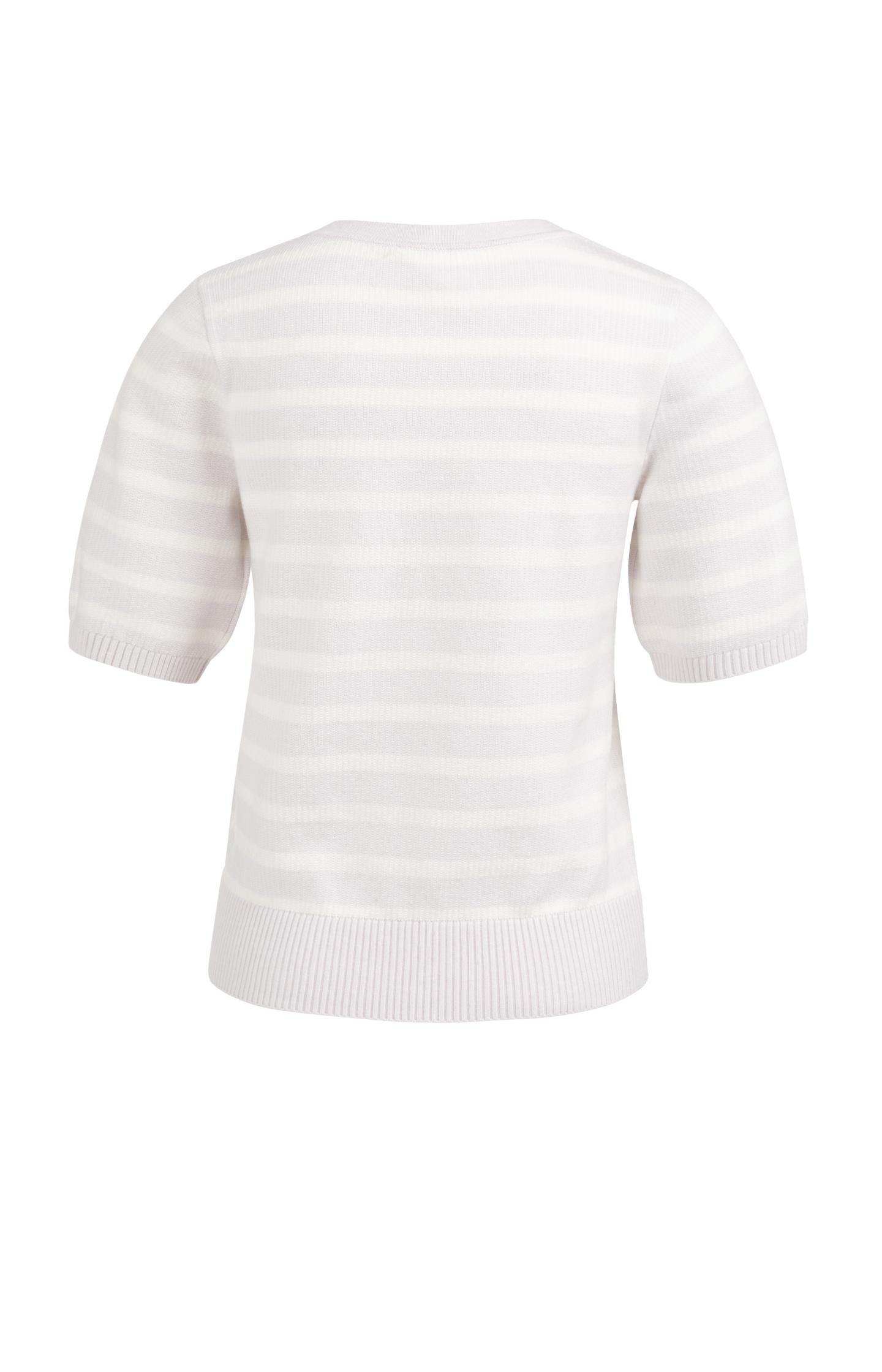 Knitted sweater with stripe pattern and short sleeves