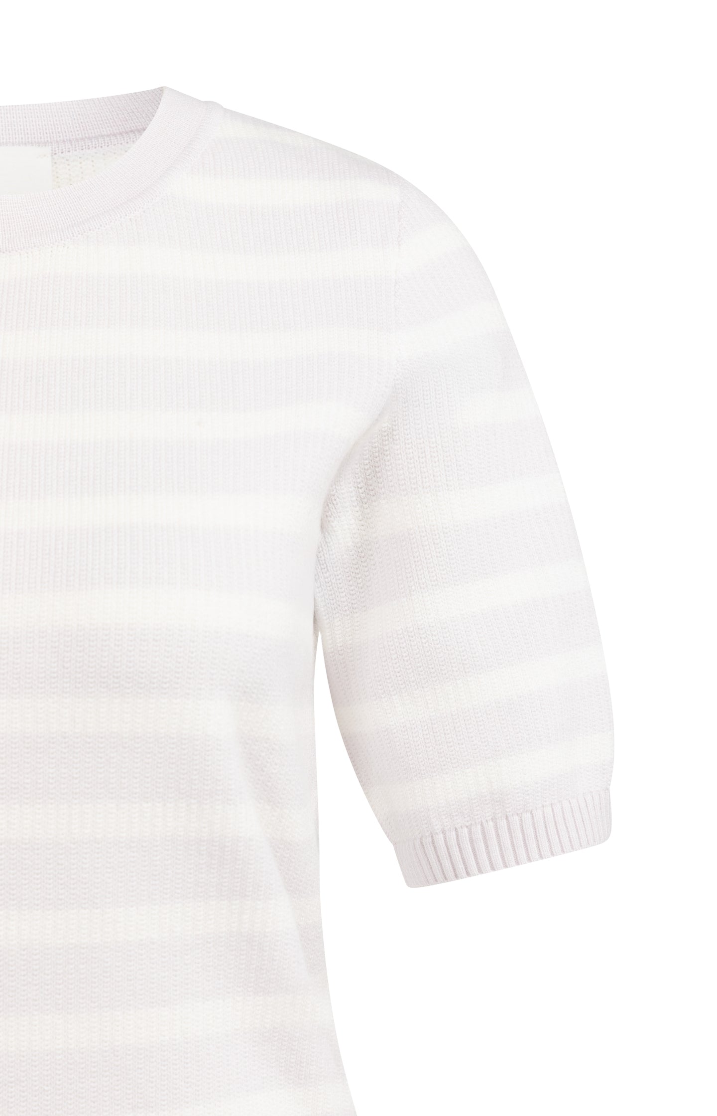 Knitted sweater with stripe pattern and short sleeves