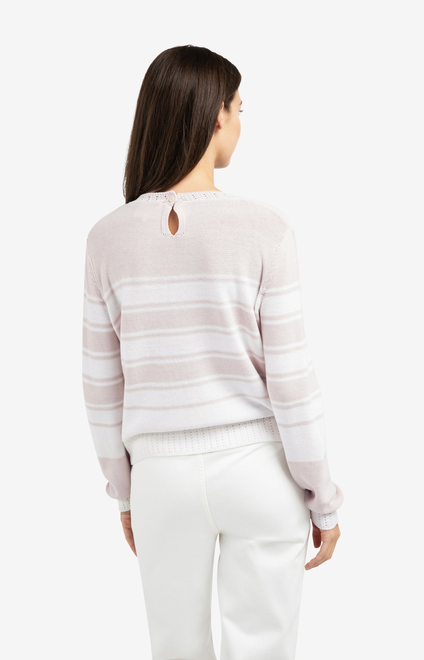 Knitted sweater with stripes and long sleeves