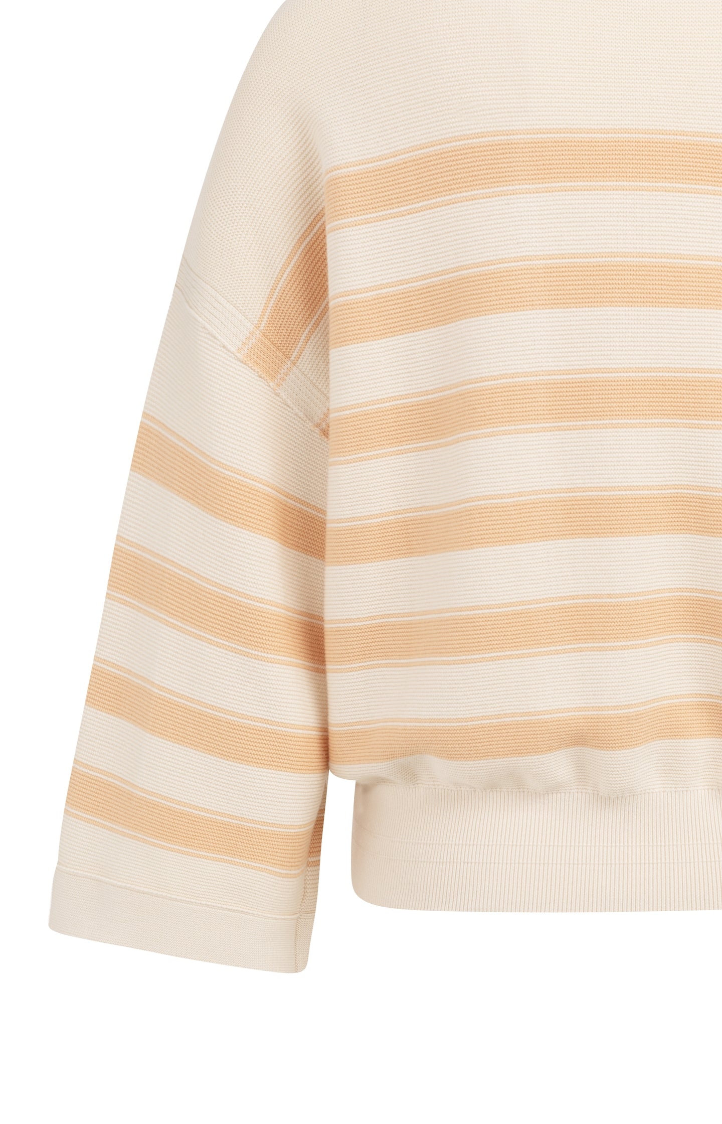 Knitted sweater with stripes and wide sleeves