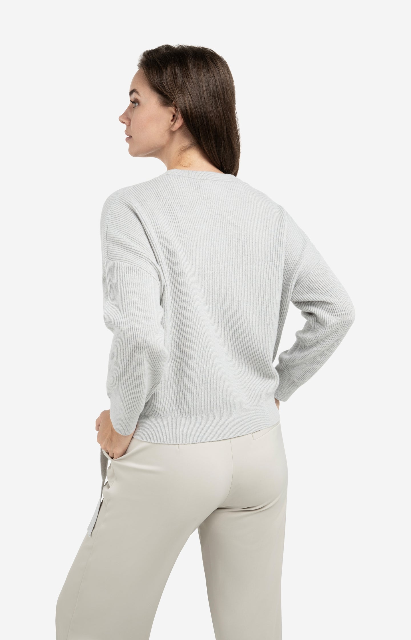 Knitted sweater with tie details at the hem - Type: lookbook