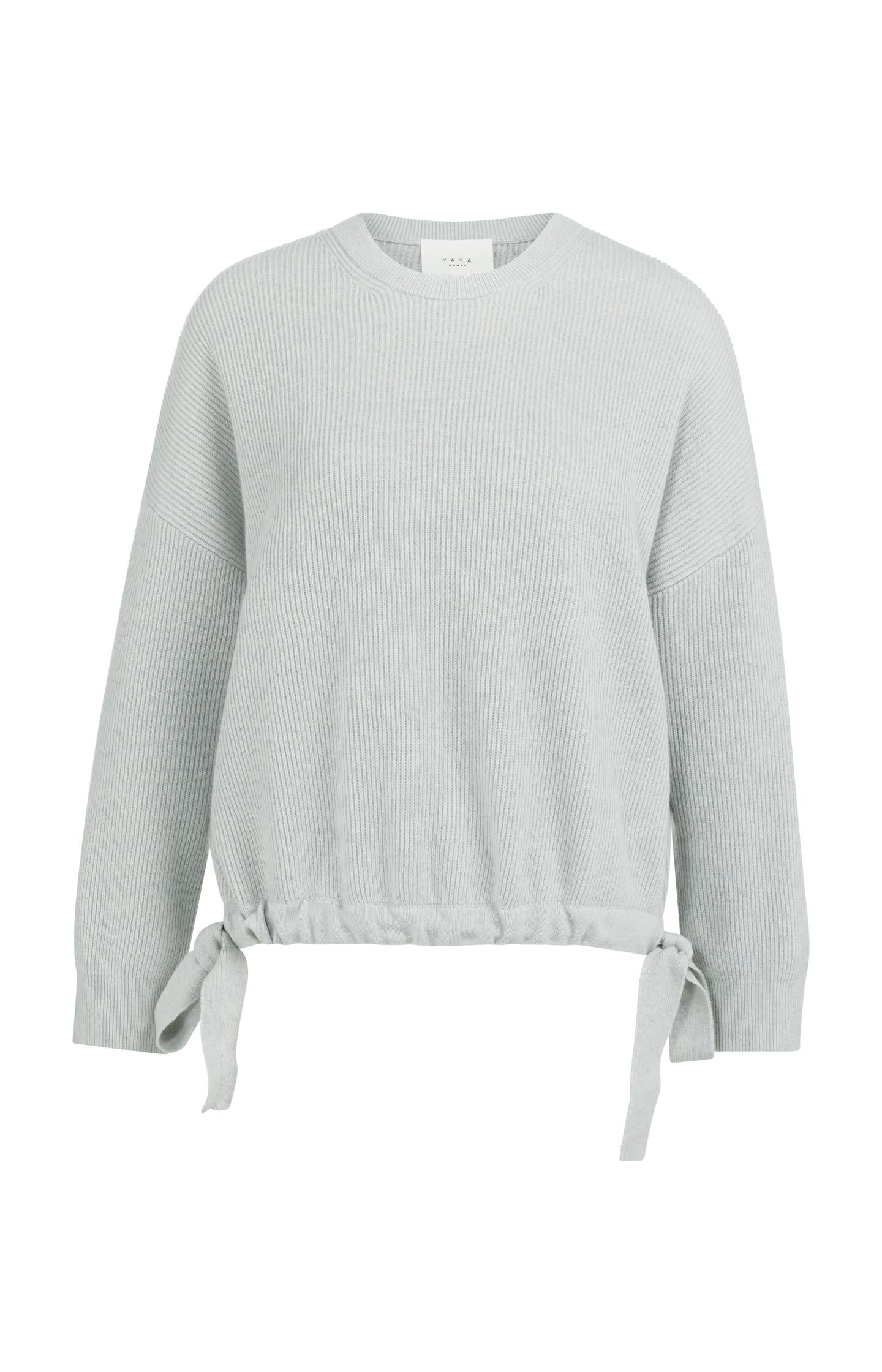 Knitted sweater with tie details at the hem - Type: product