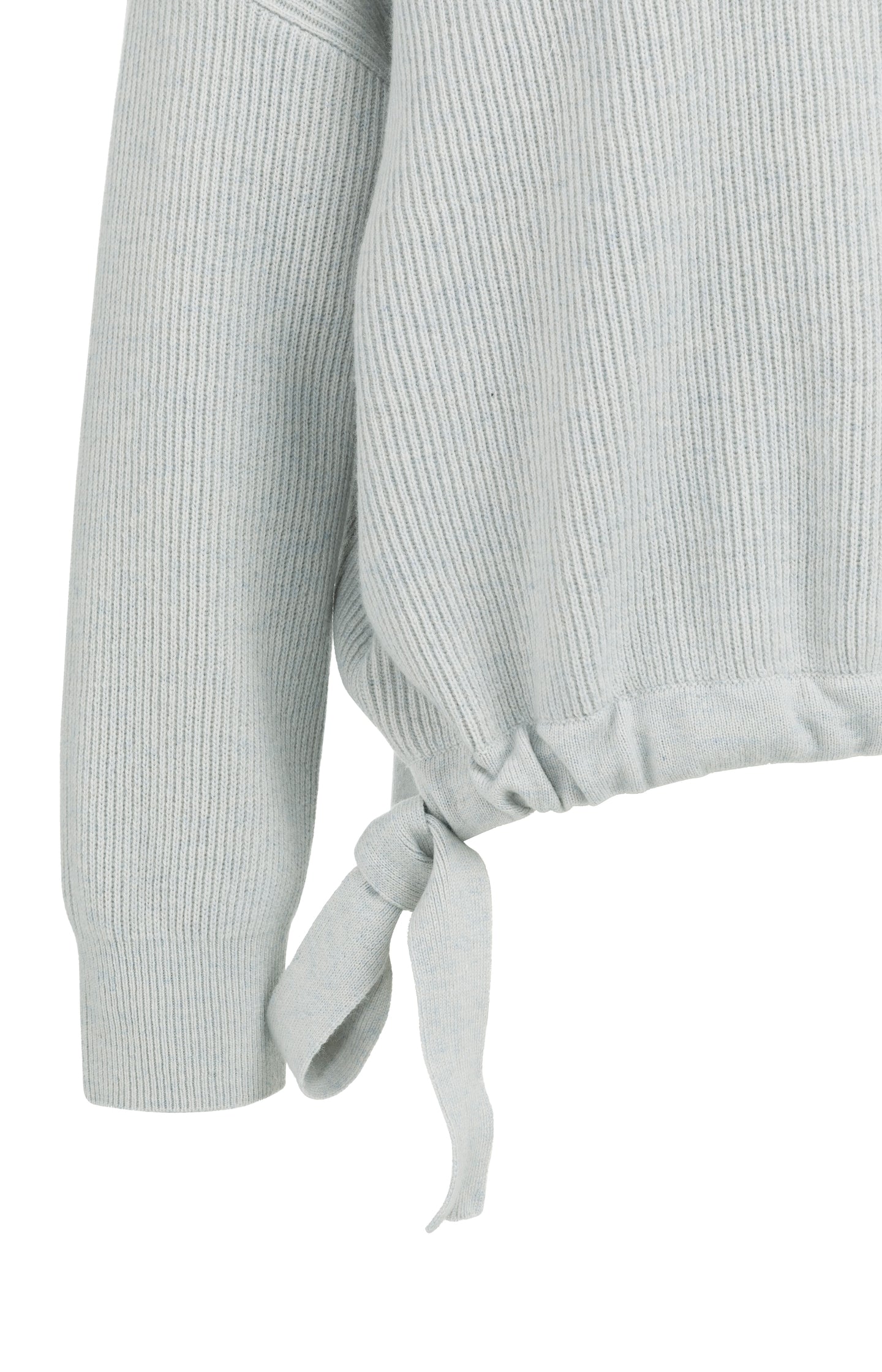 Knitted sweater with tie details at the hem