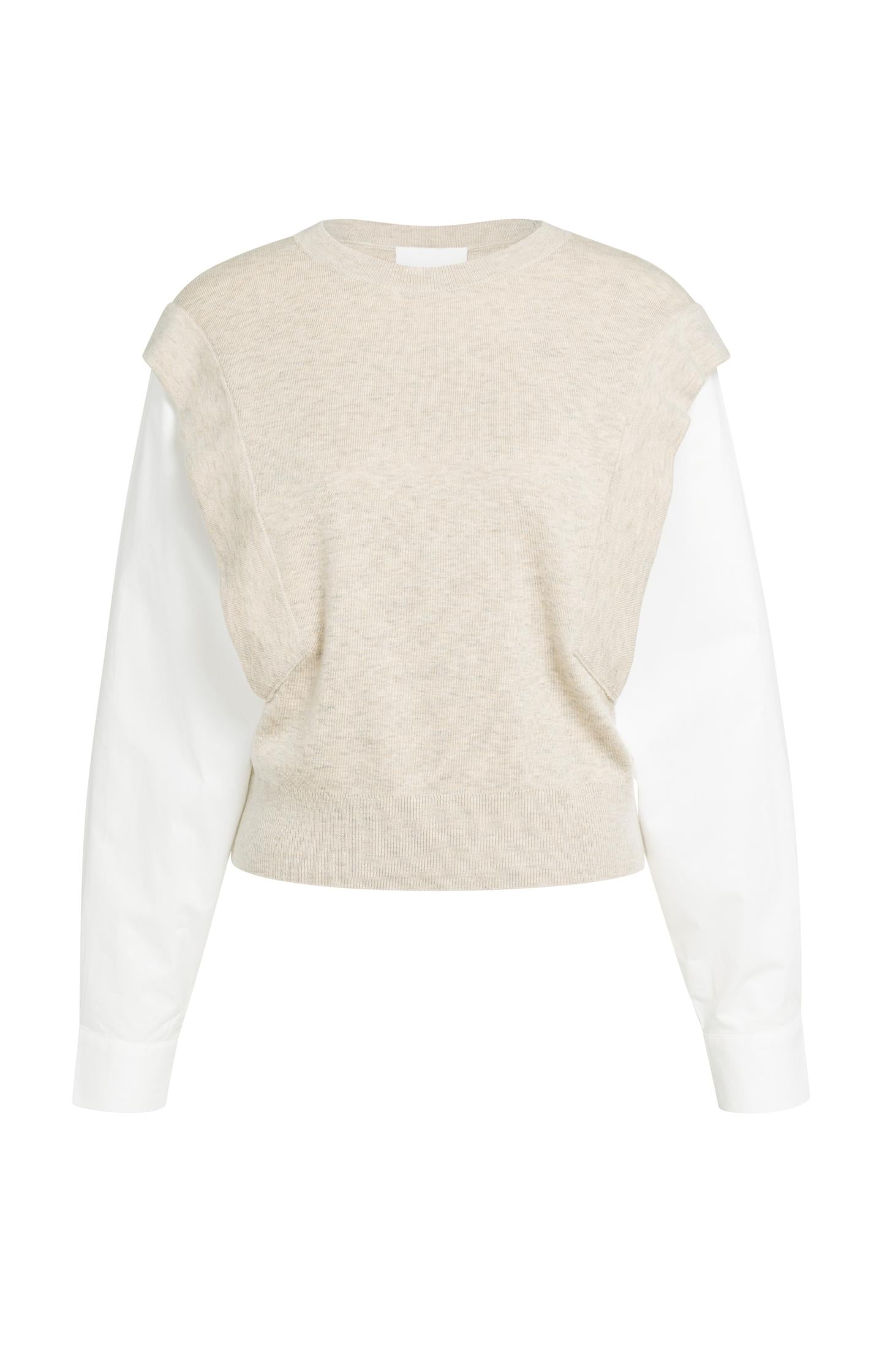 Pull en maille avec manches en tissu