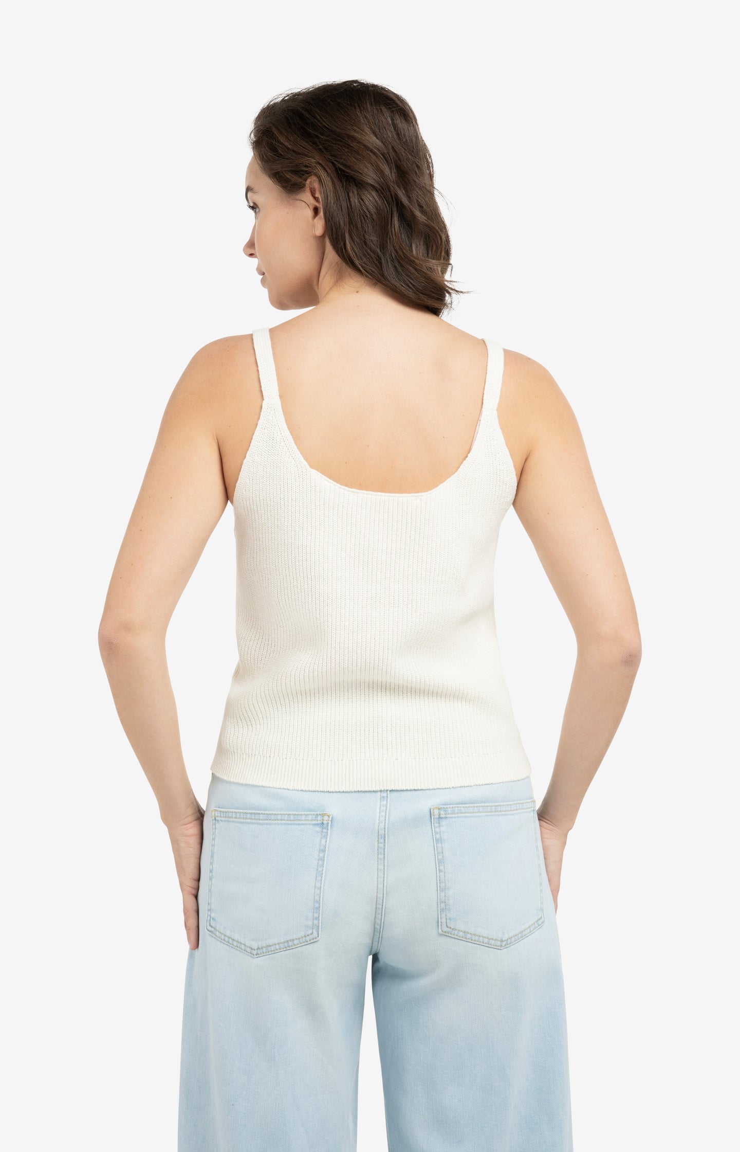 Knitted tank top with rib texture