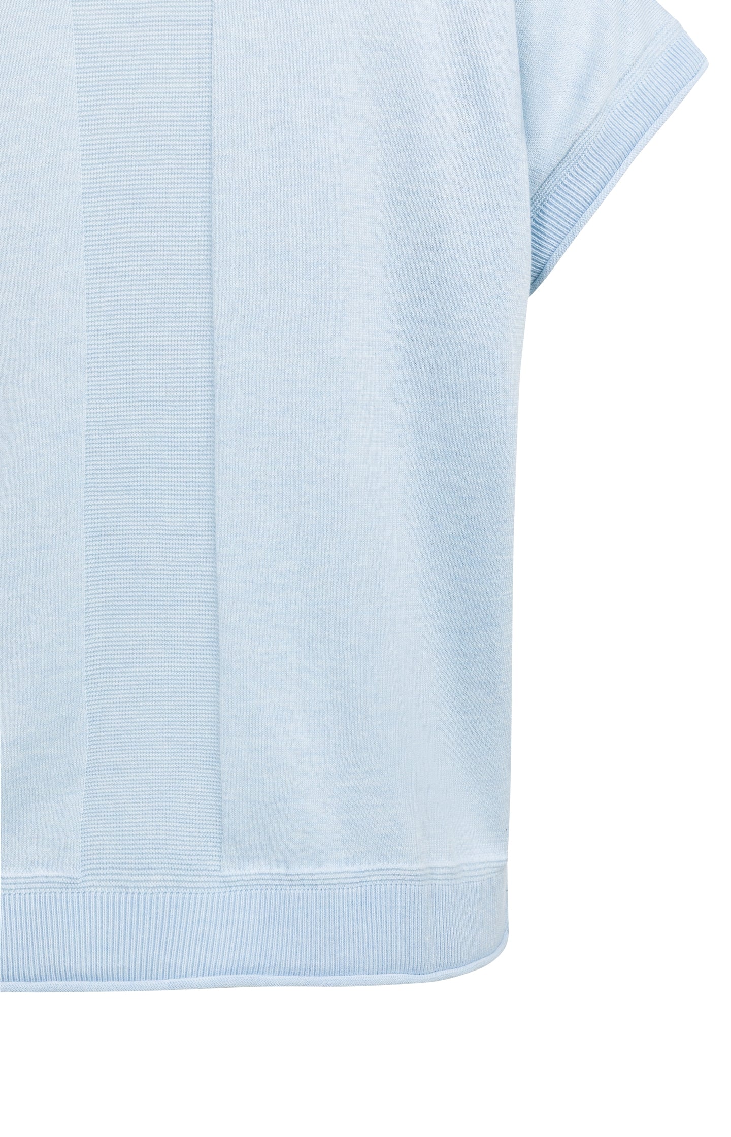 Knitted top with short sleeves and contrasting trims
