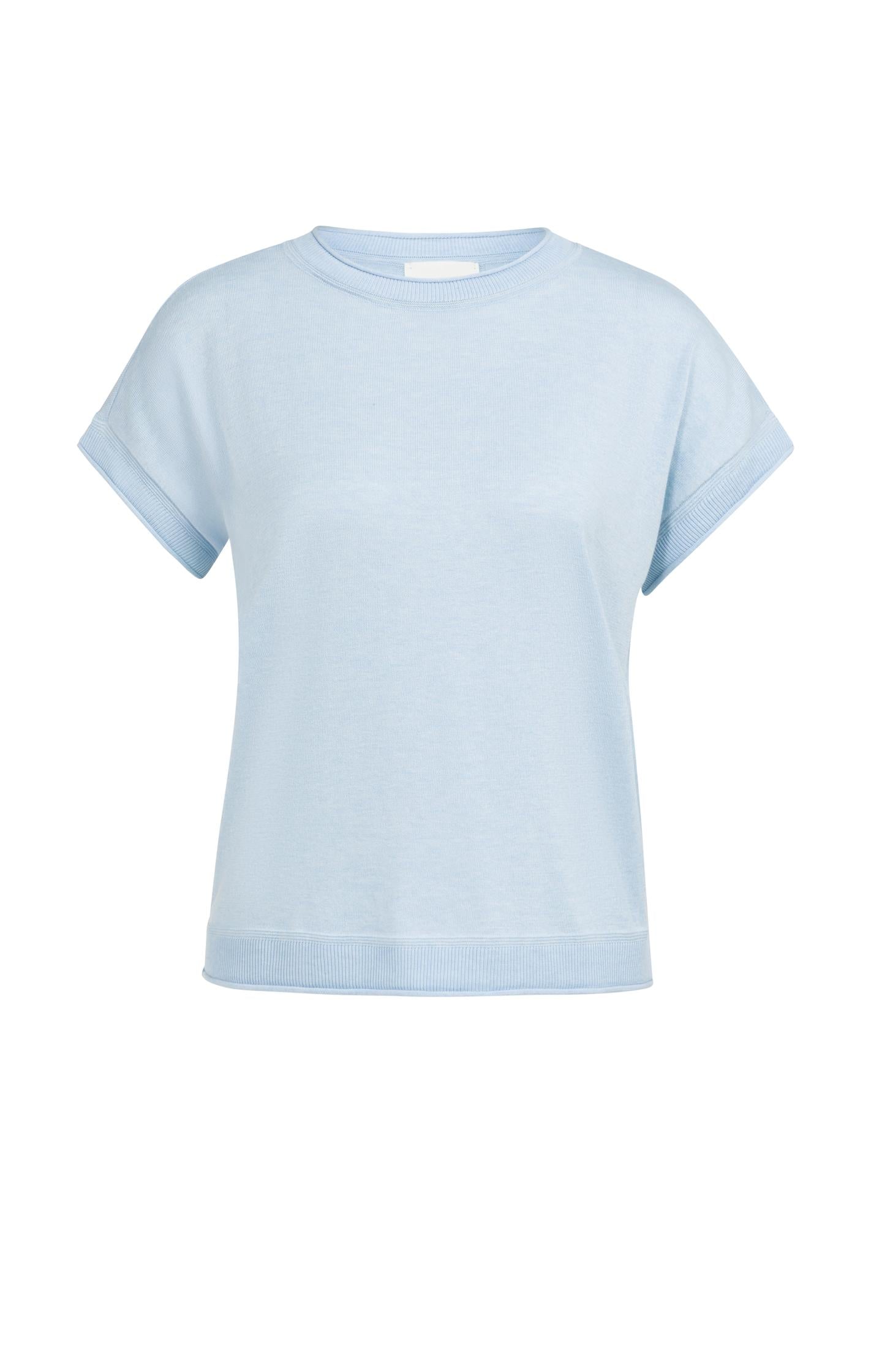 Knitted top with short sleeves and contrasting trims - Type: product