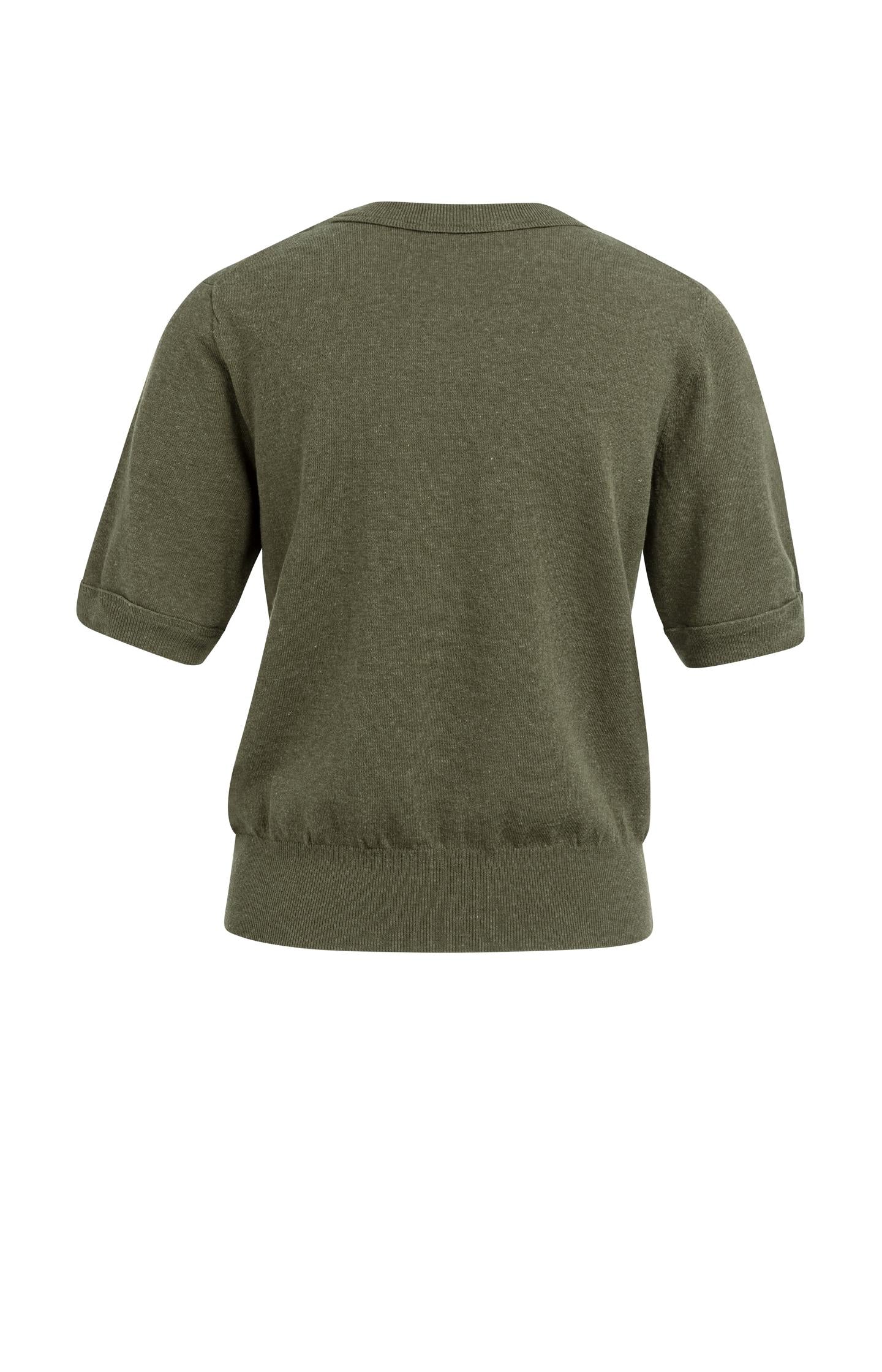 Knitted top with short sleeves and ribbed trims - Type: lookbook