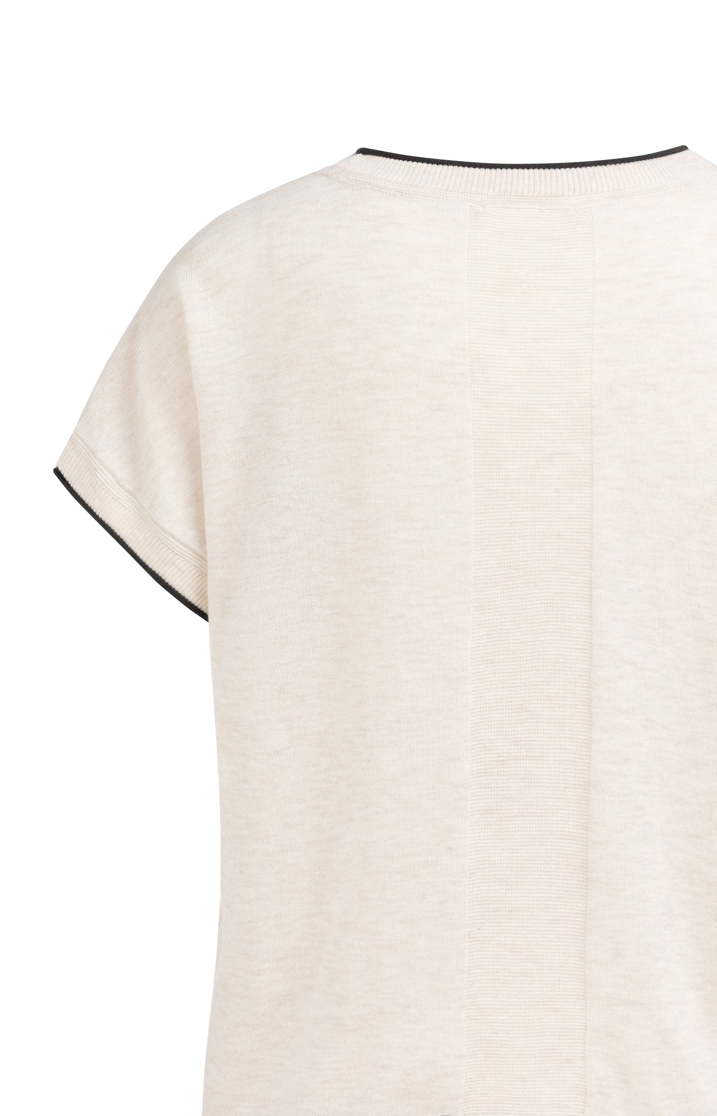 Knitted top with short sleeves and rolled edges