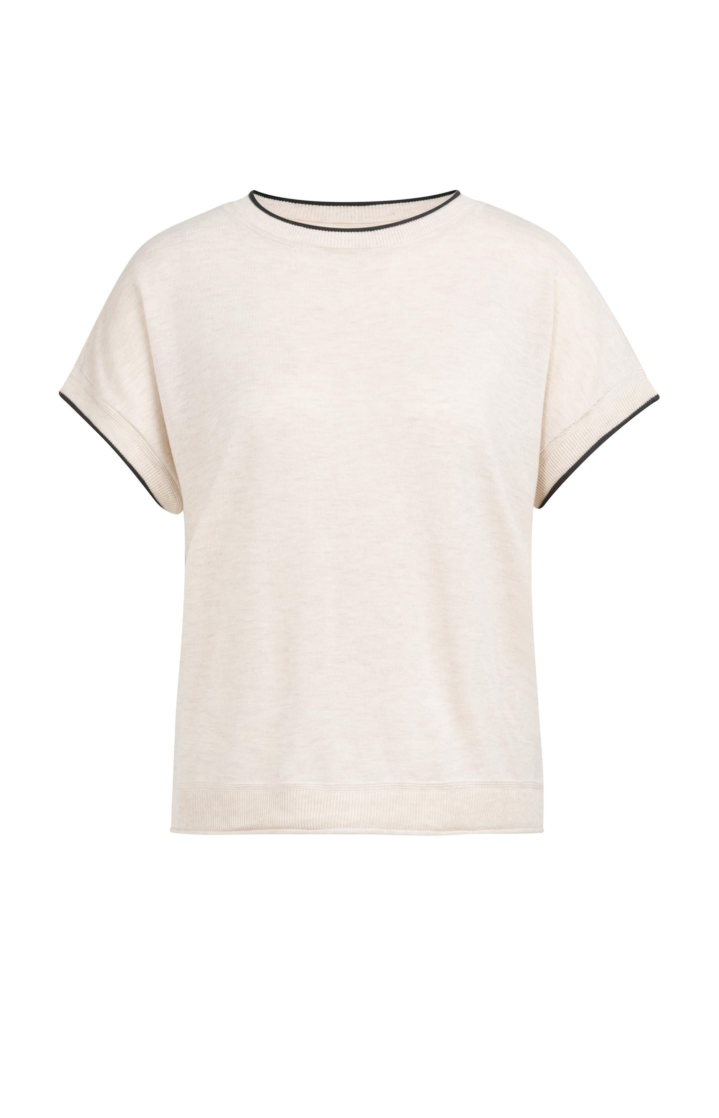 Knitted top with short sleeves and rolled edges - Type: product