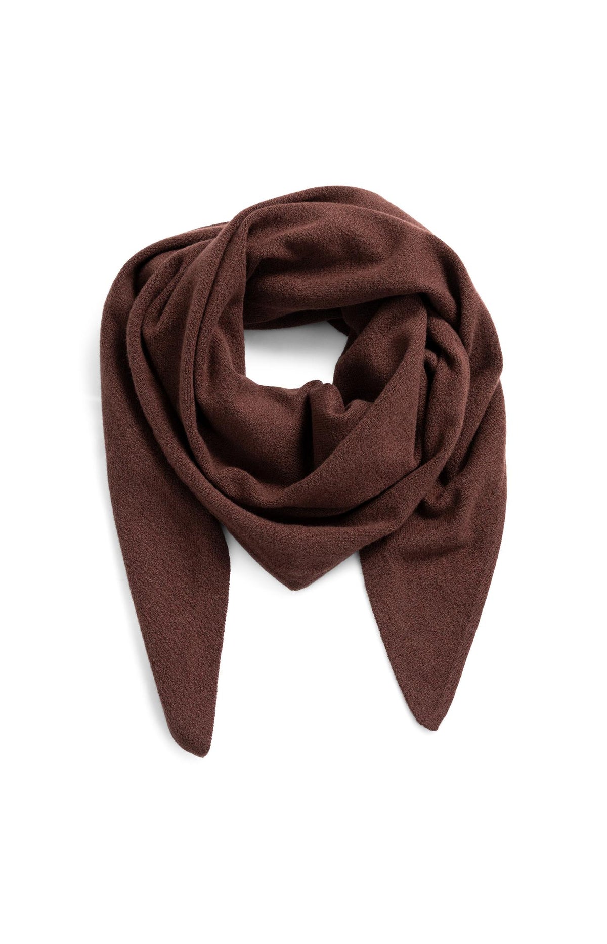 Knitted triangle scarf - Bitter Chocolate Red