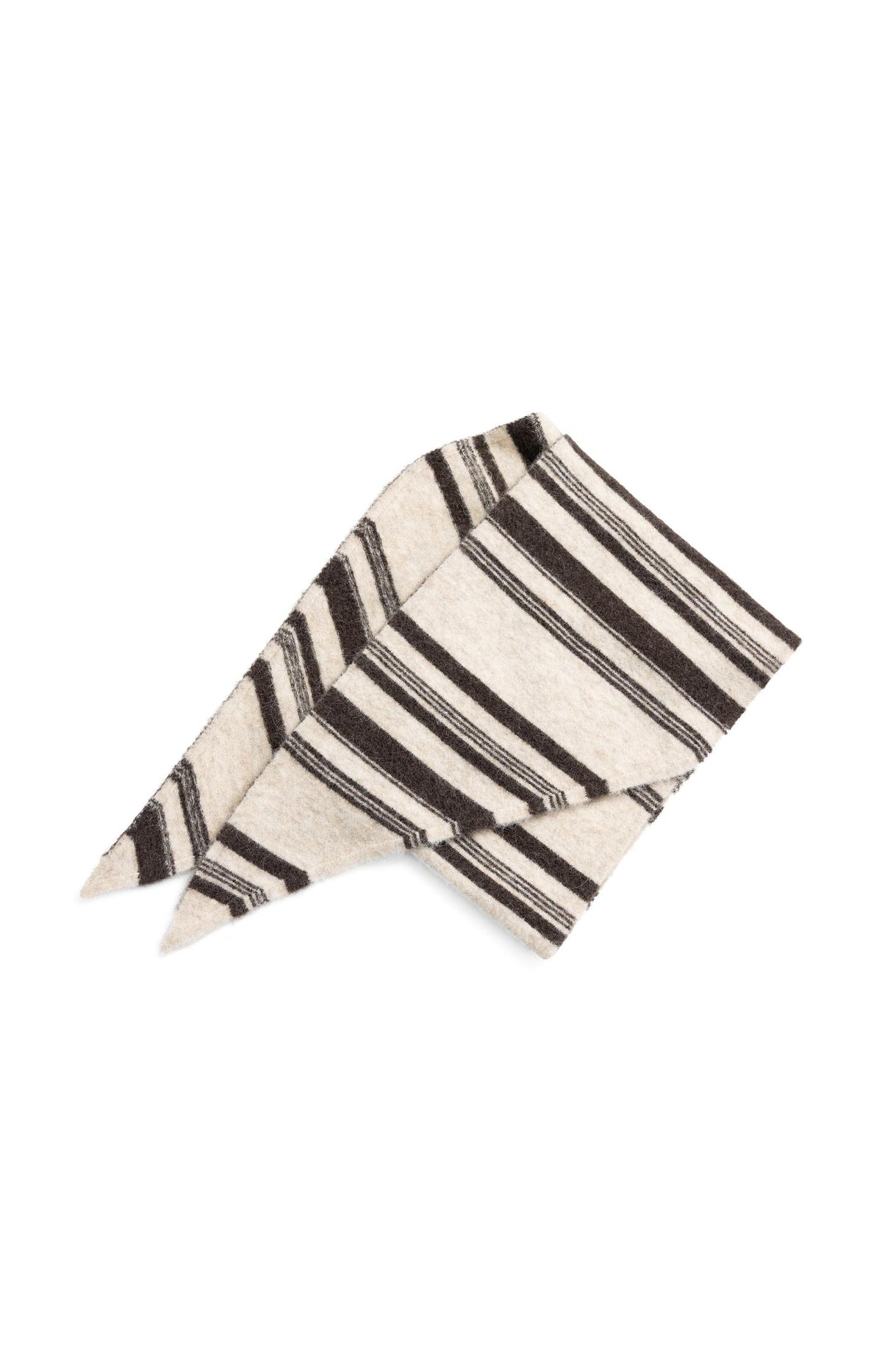 Knitted triangle scarf with stripes - Light Beige Dessin