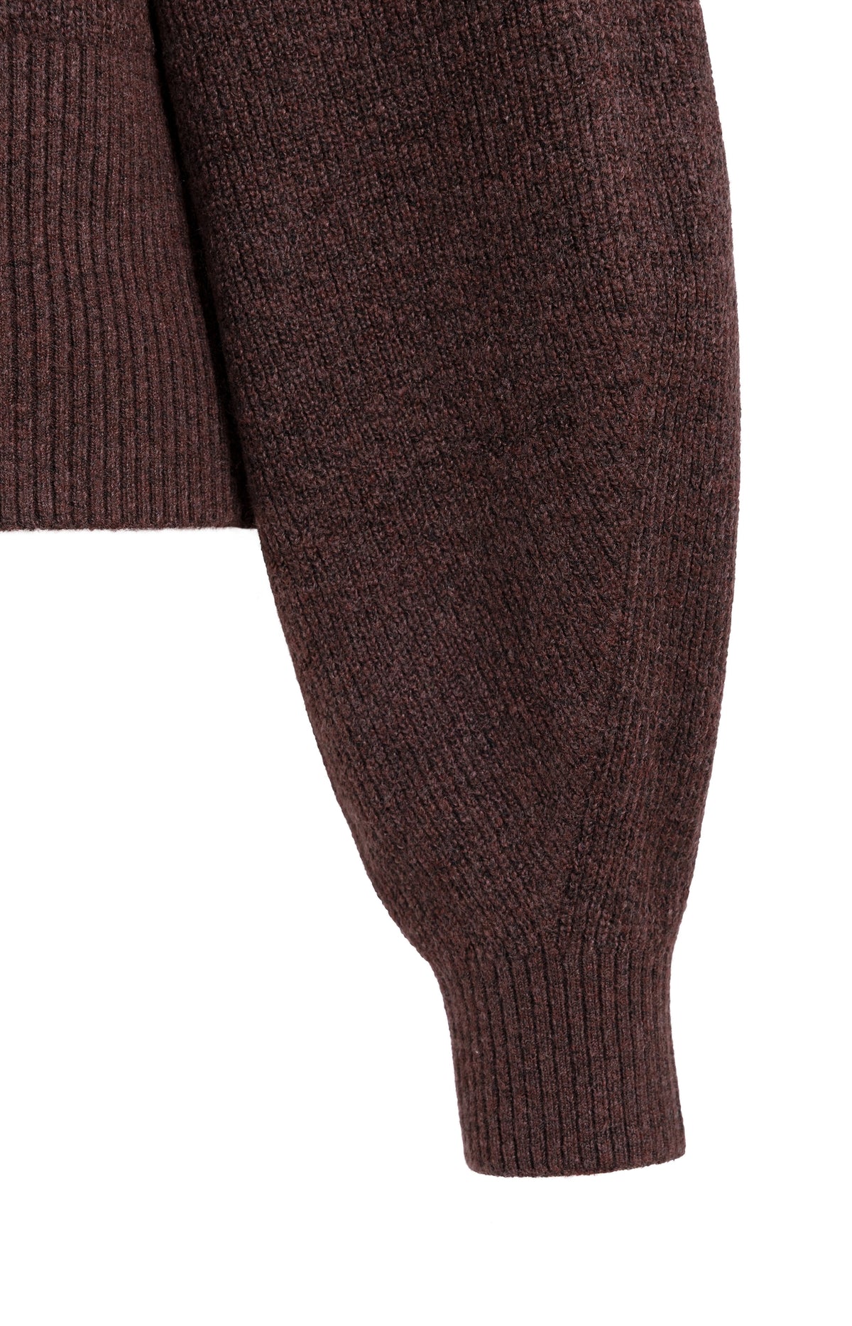 Knitted turtleneck sweater with batwing sleeves - Bitter Chocolate Red Melange