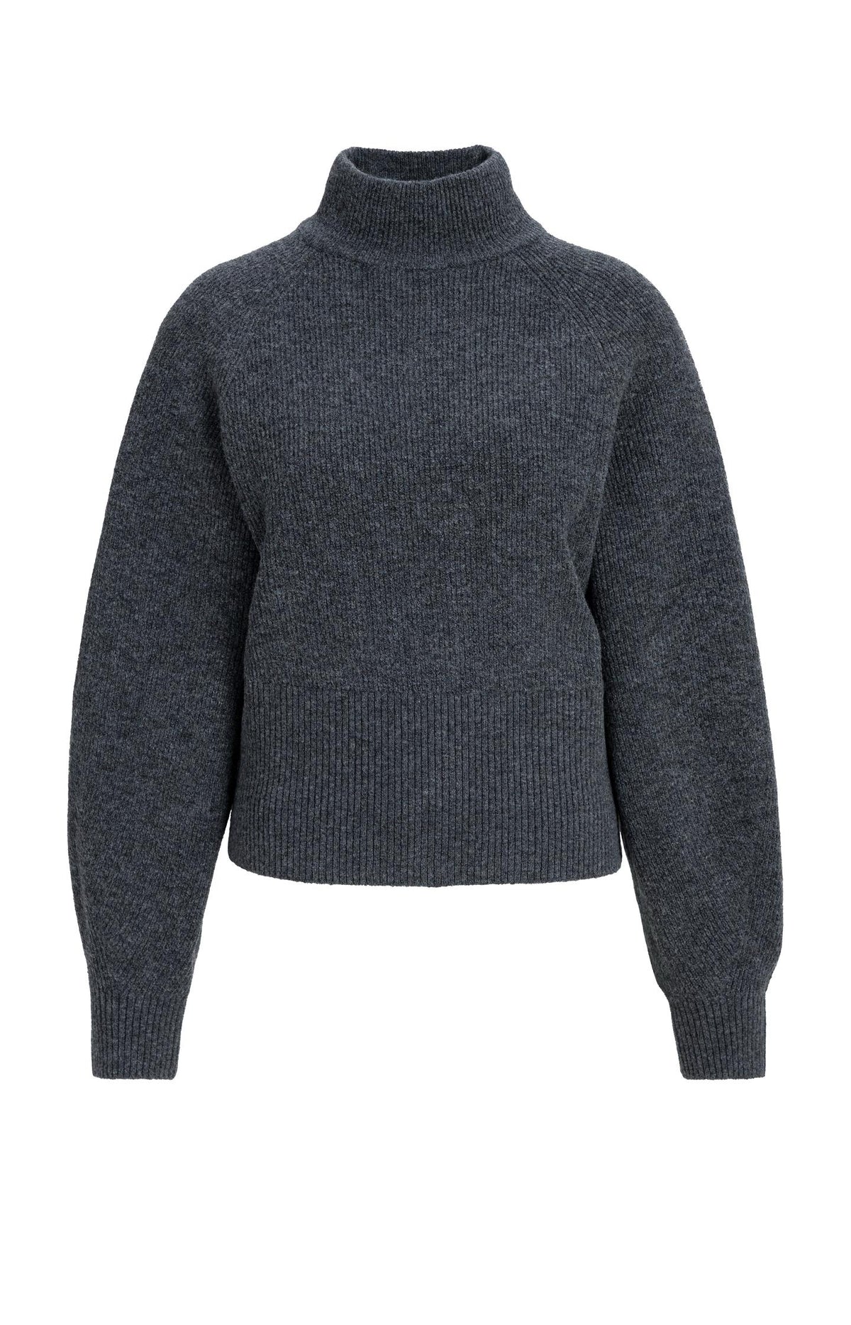 Knitted turtleneck sweater with batwing sleeves - Dark Anthracite Melange