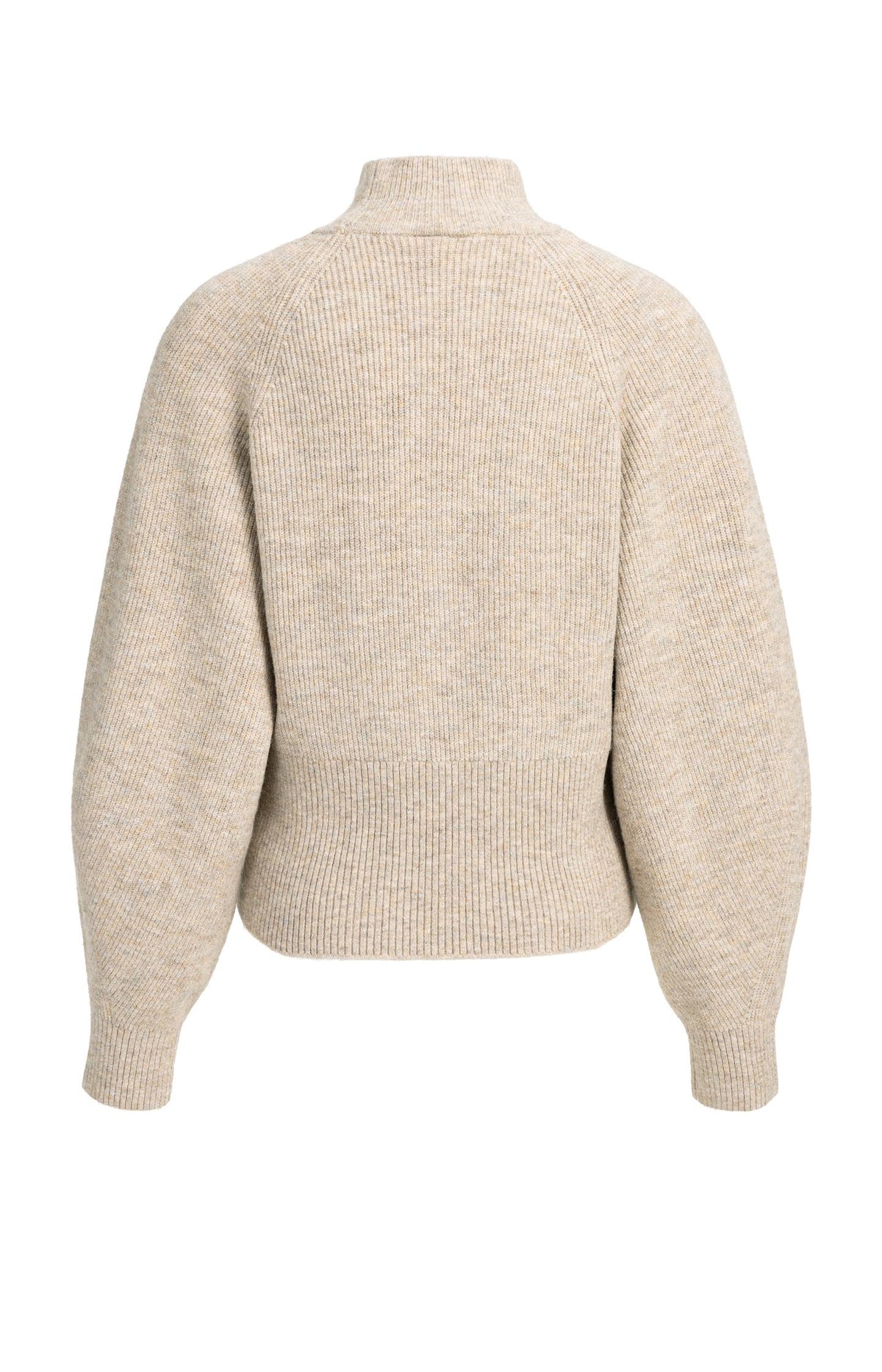Knitted turtleneck sweater with batwing sleeves - Light Beige Melange