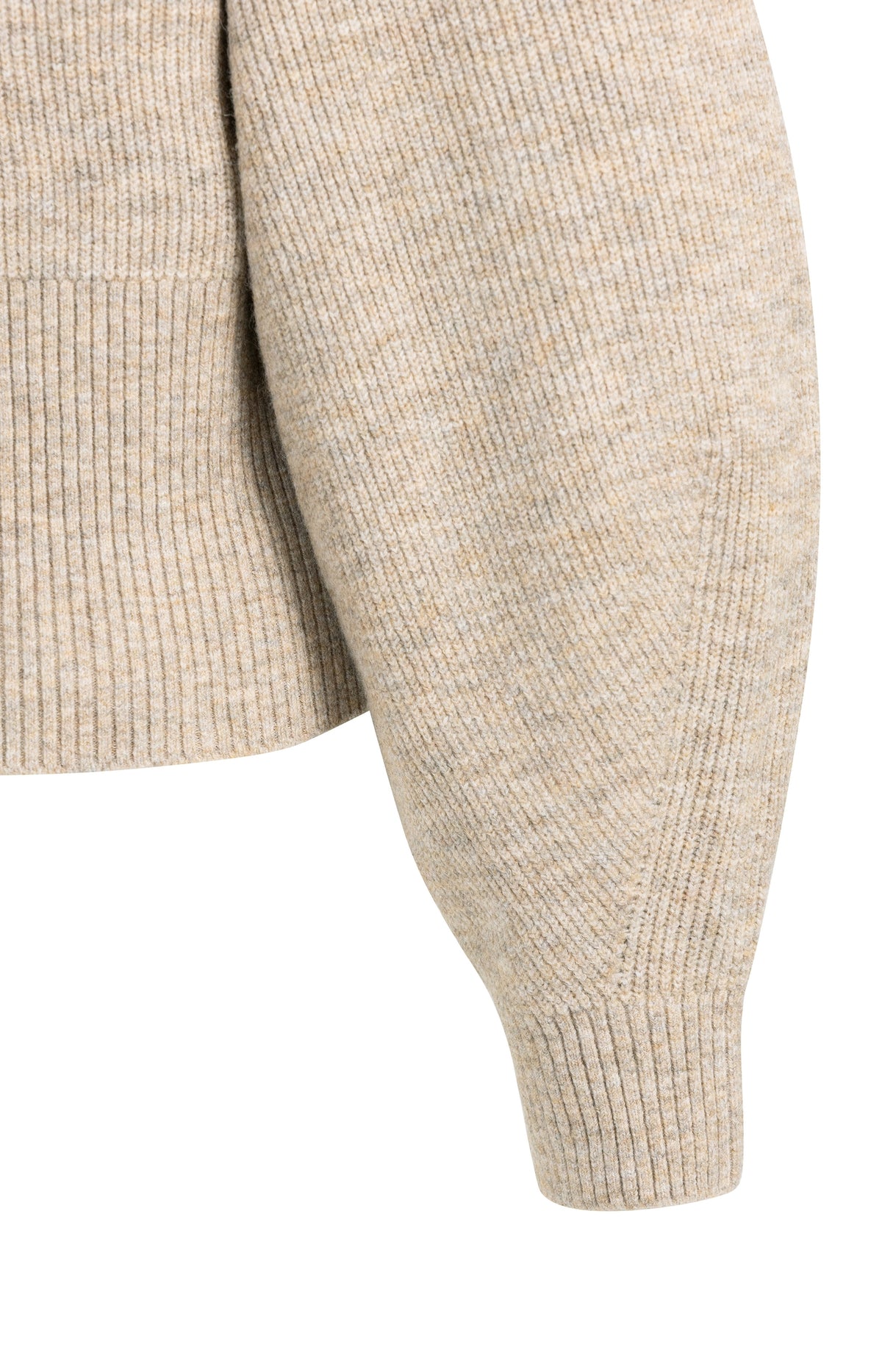Knitted turtleneck sweater with batwing sleeves - Light Beige Melange