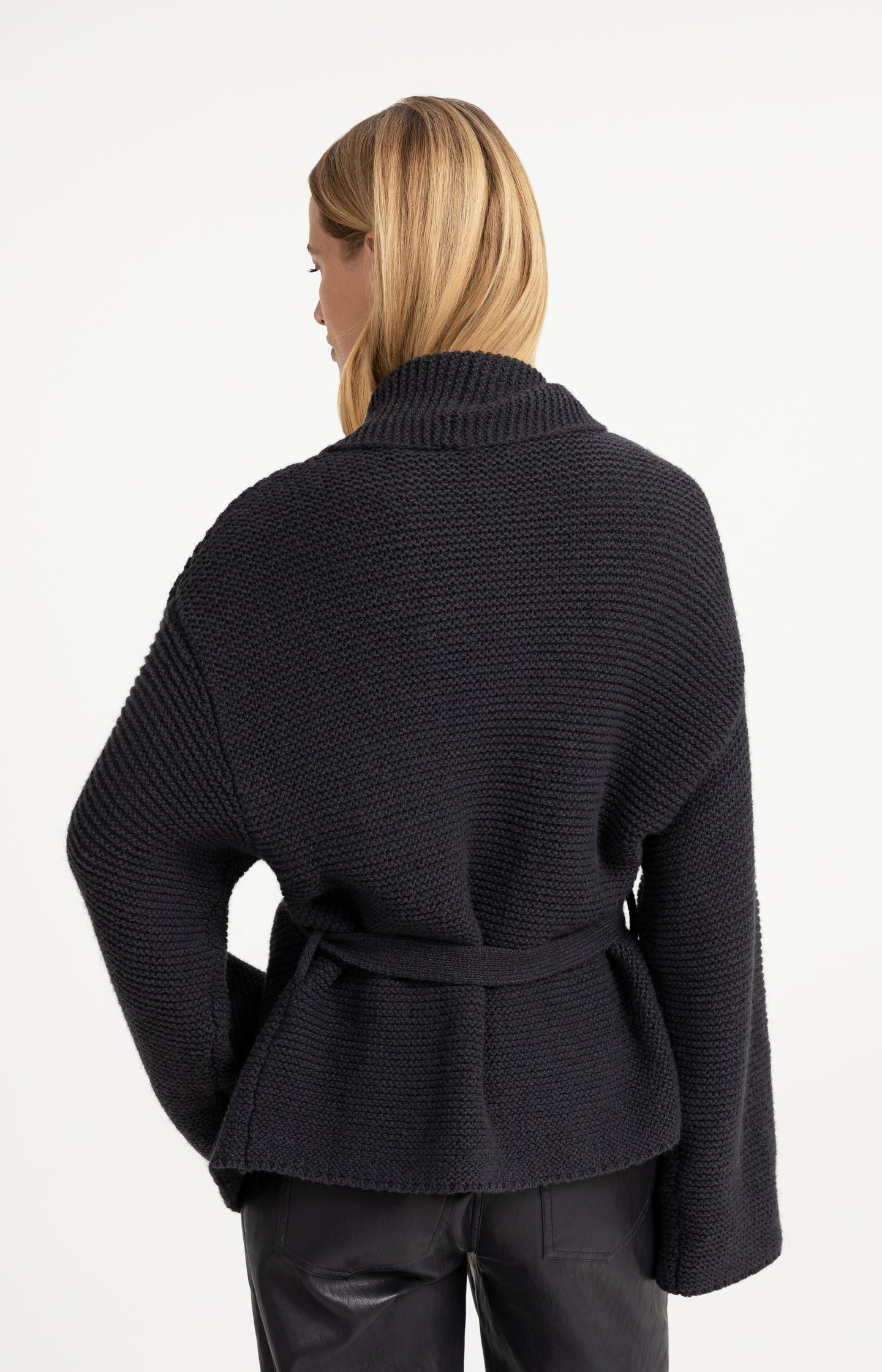 Knitted wrap cardigan with long sleeves