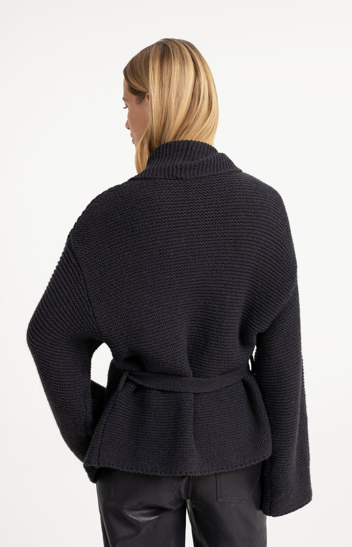 Knitted wrap cardigan with long sleeves