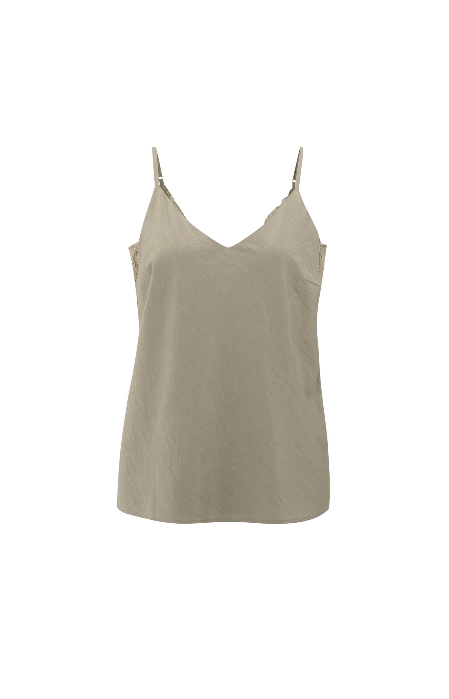 Lace-trimmed singlet with adjustable straps - Type: product
