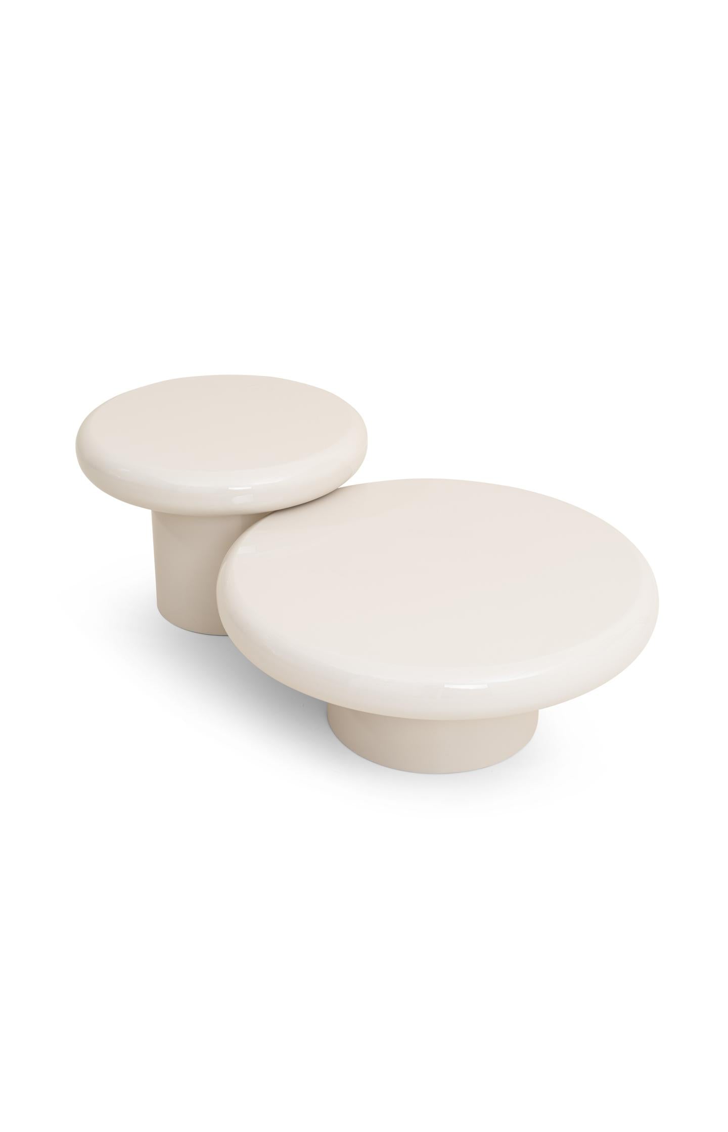 Large round coffee table with glossy finish