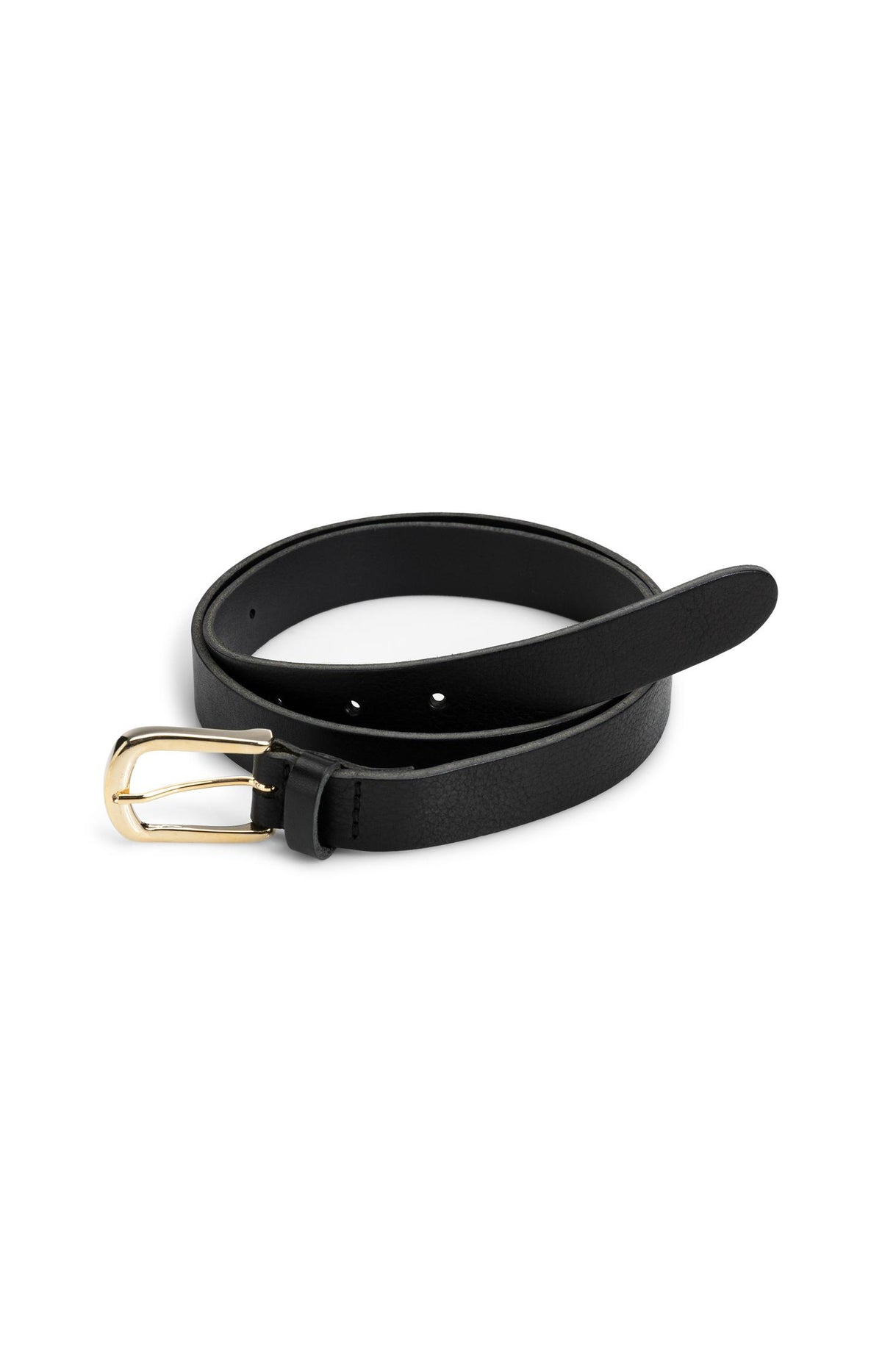 Leather belt with classic buckle - Black