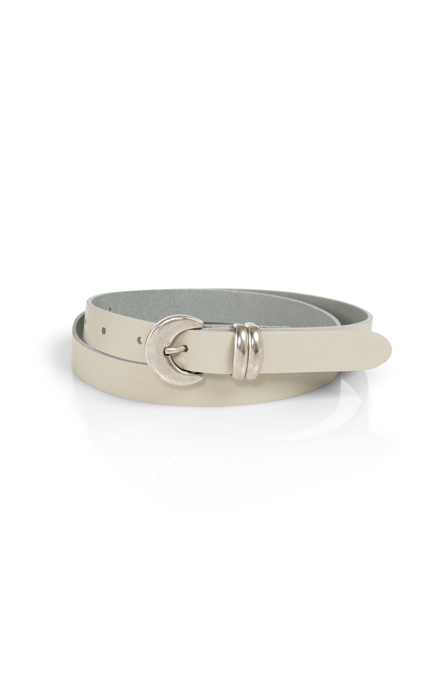 Leather belt with gold-colored moon buckle - Type: product