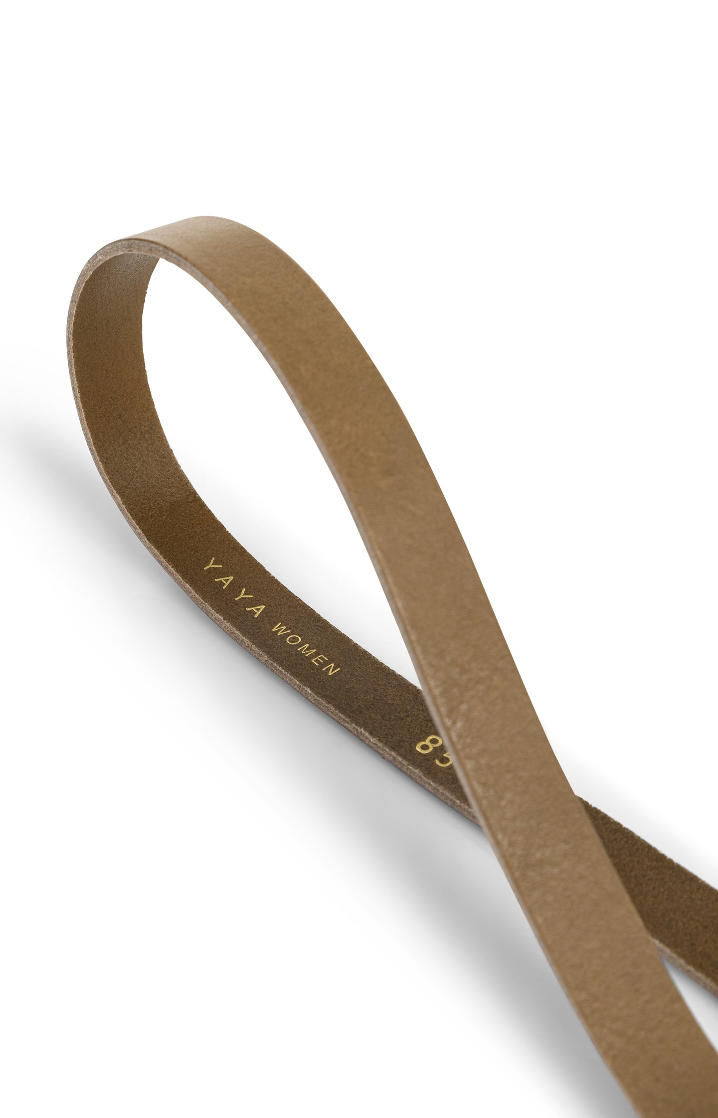 Leather belt with gold-colored moon buckle