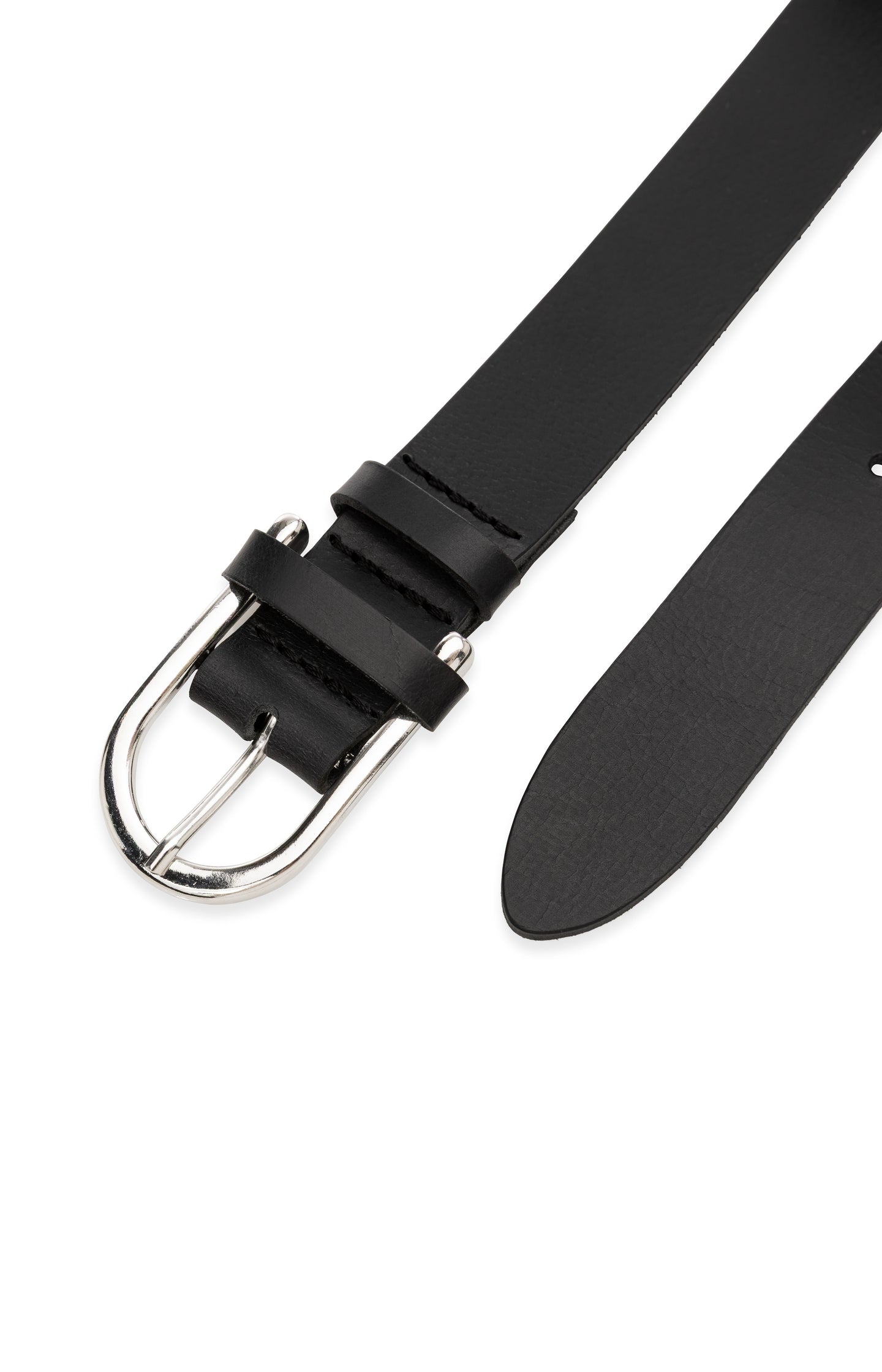 Leather belt with rounded buckle - Type: product