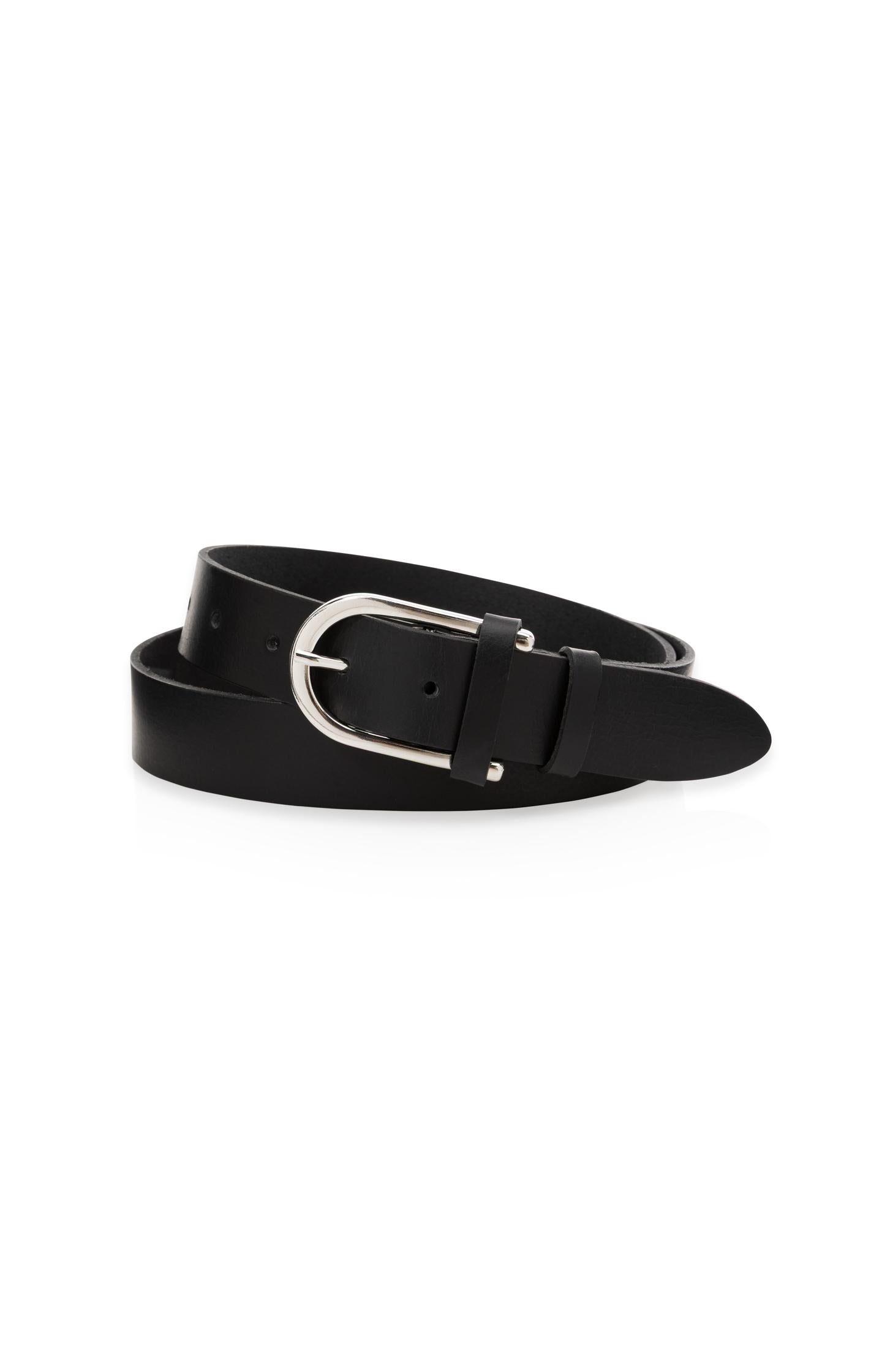 Leather belt with rounded buckle - Type: product