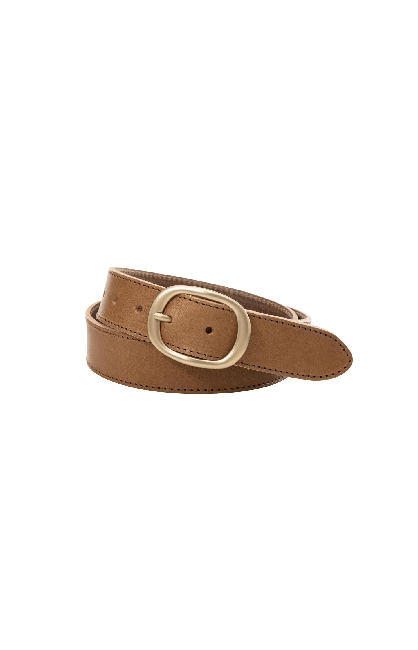 Leather belt with rounded buckle - Type: product