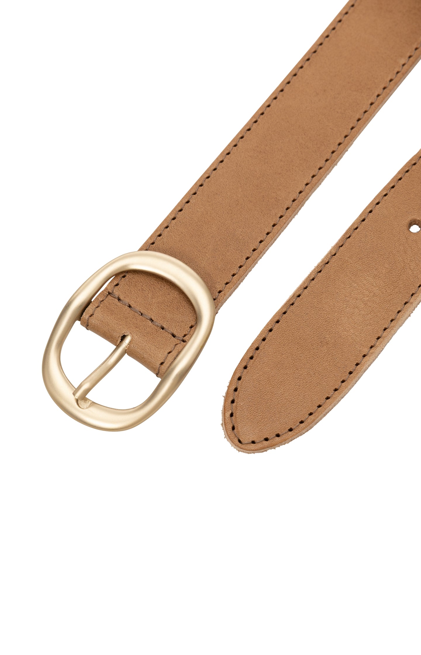 Leather belt with rounded buckle - Type: product