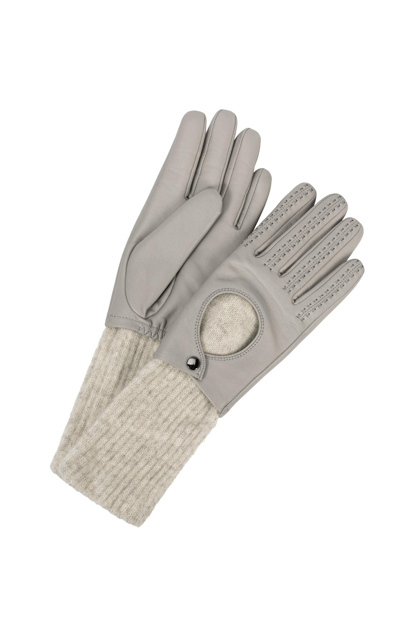 Leather gloves with knitted cuffs - Type: product