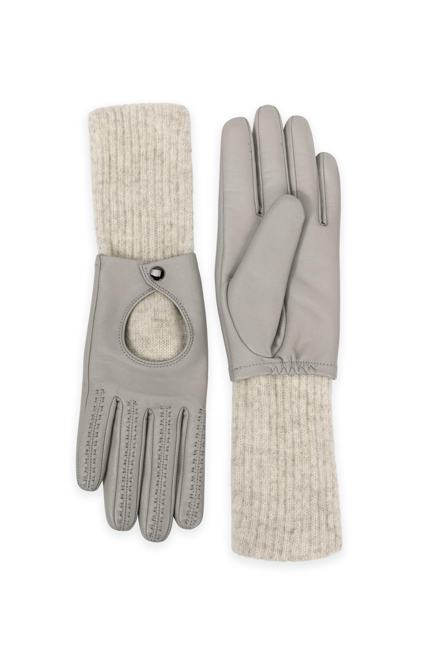 Leather gloves with knitted cuffs - Type: product