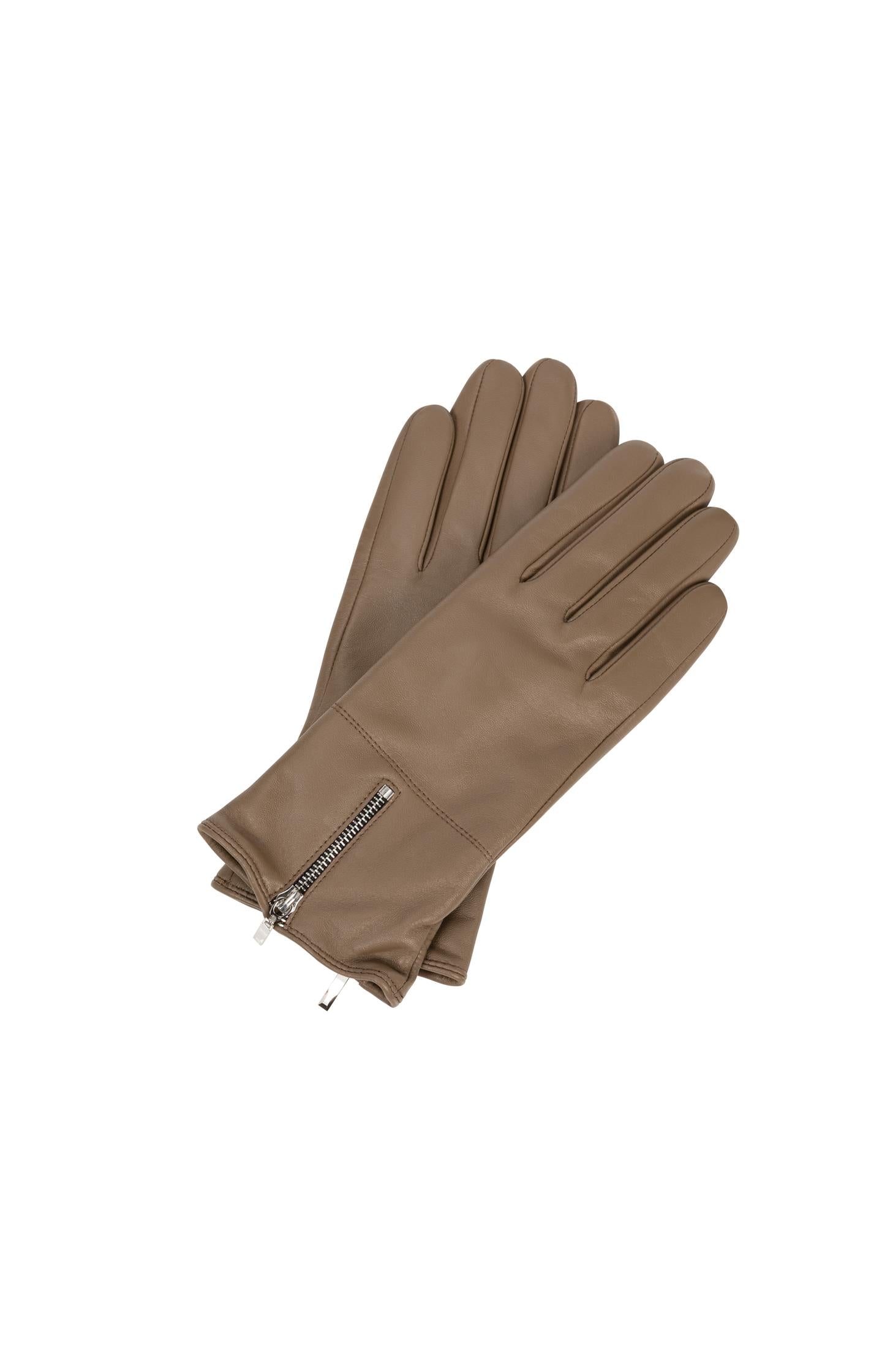 Leather gloves with zipper detail