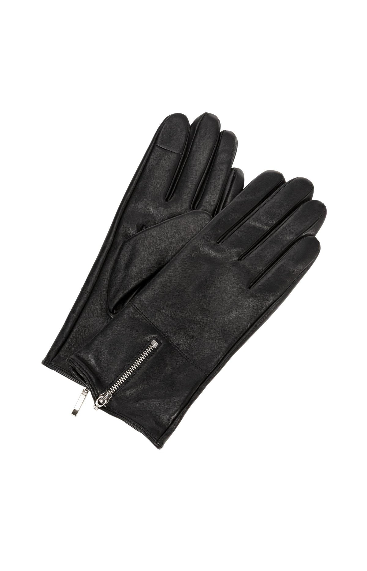 Leather gloves with zipper detail - Type: product